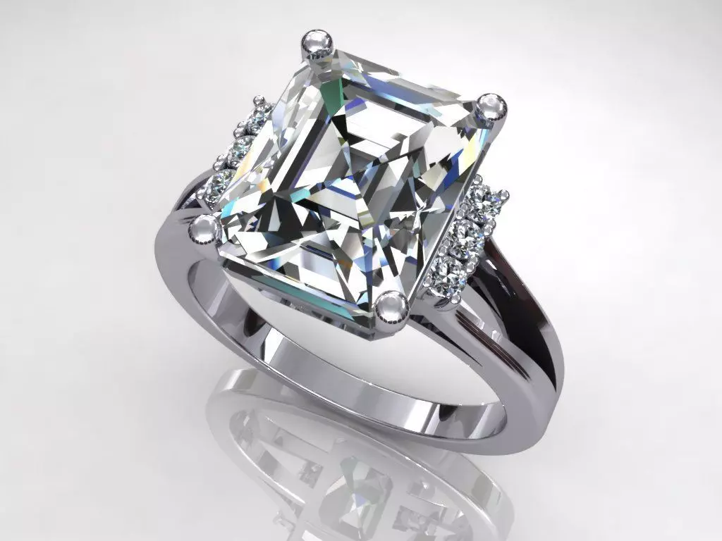 Princess Sid Stone Diamond Ring 3D print model