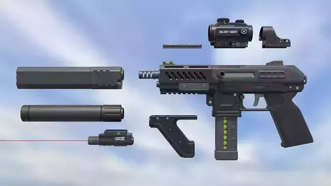 Machine Pistol Single-Auto Reapter 9 3D model