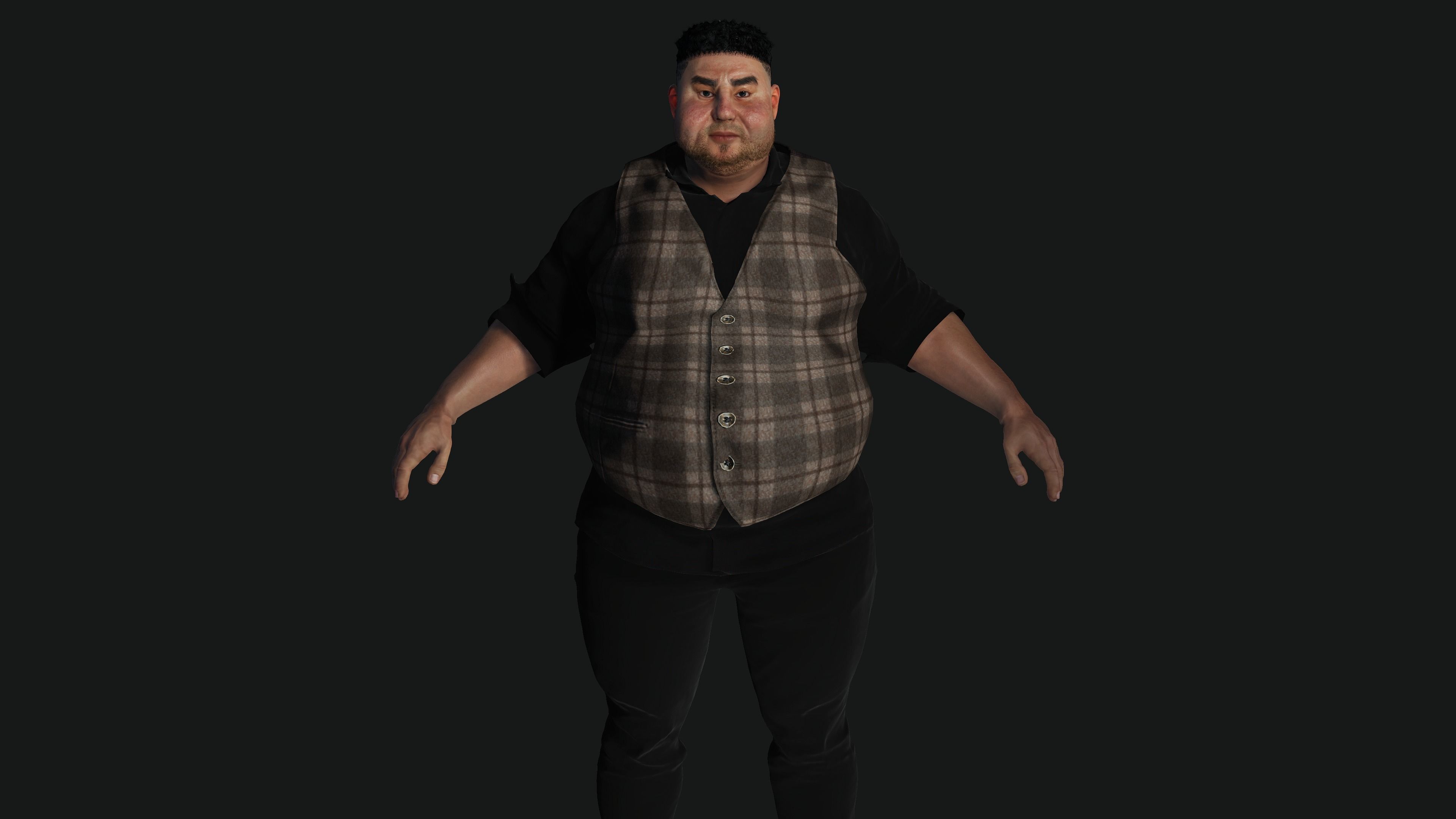 AAA 3D REALISTIC FAT MALE BUSINESSMAN 3-RIG GAME READY CHARACTER Low-poly 3D model_3