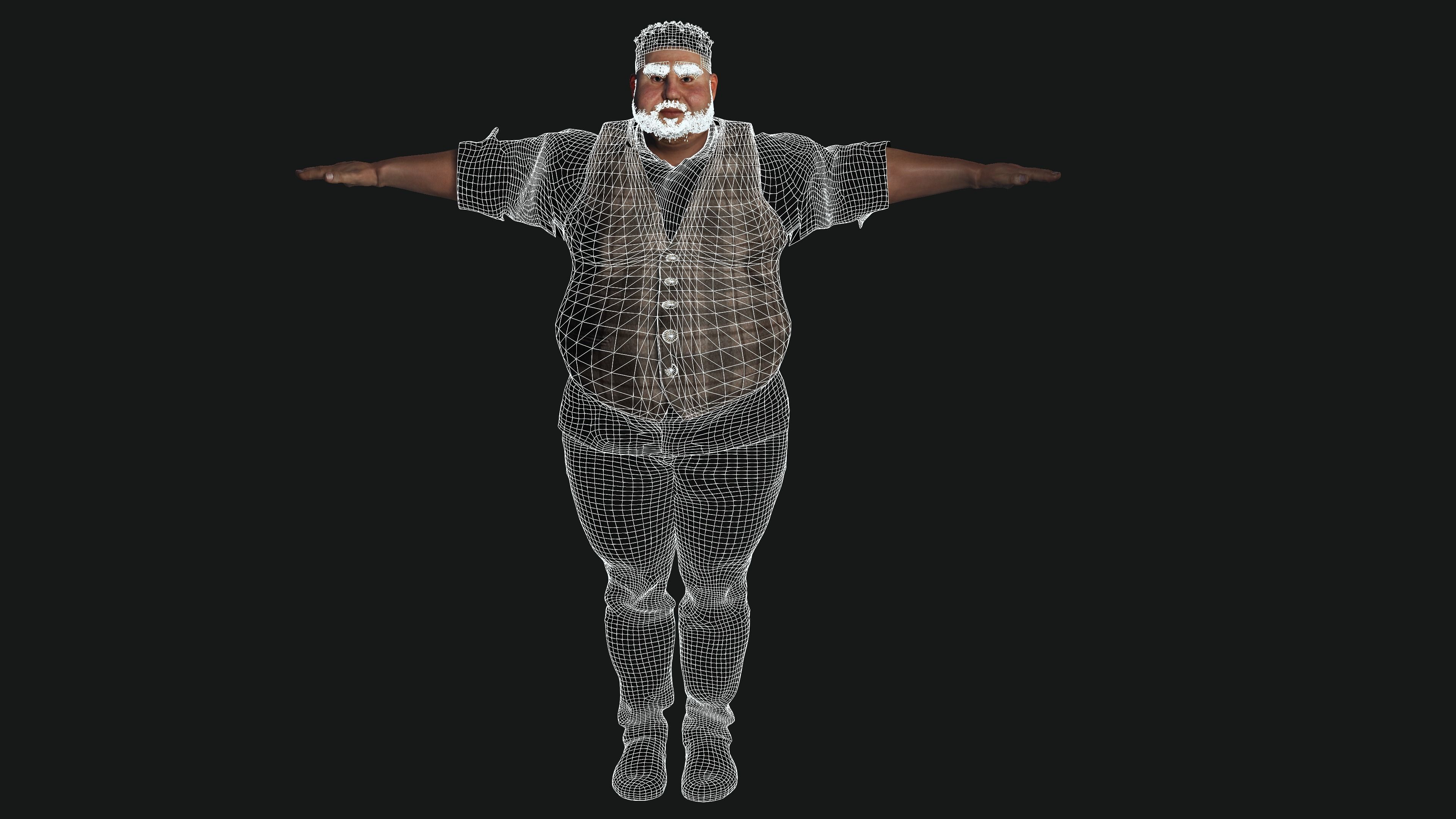 AAA 3D REALISTIC FAT MALE BUSINESSMAN 3-RIG GAME READY CHARACTER Low-poly 3D model_18