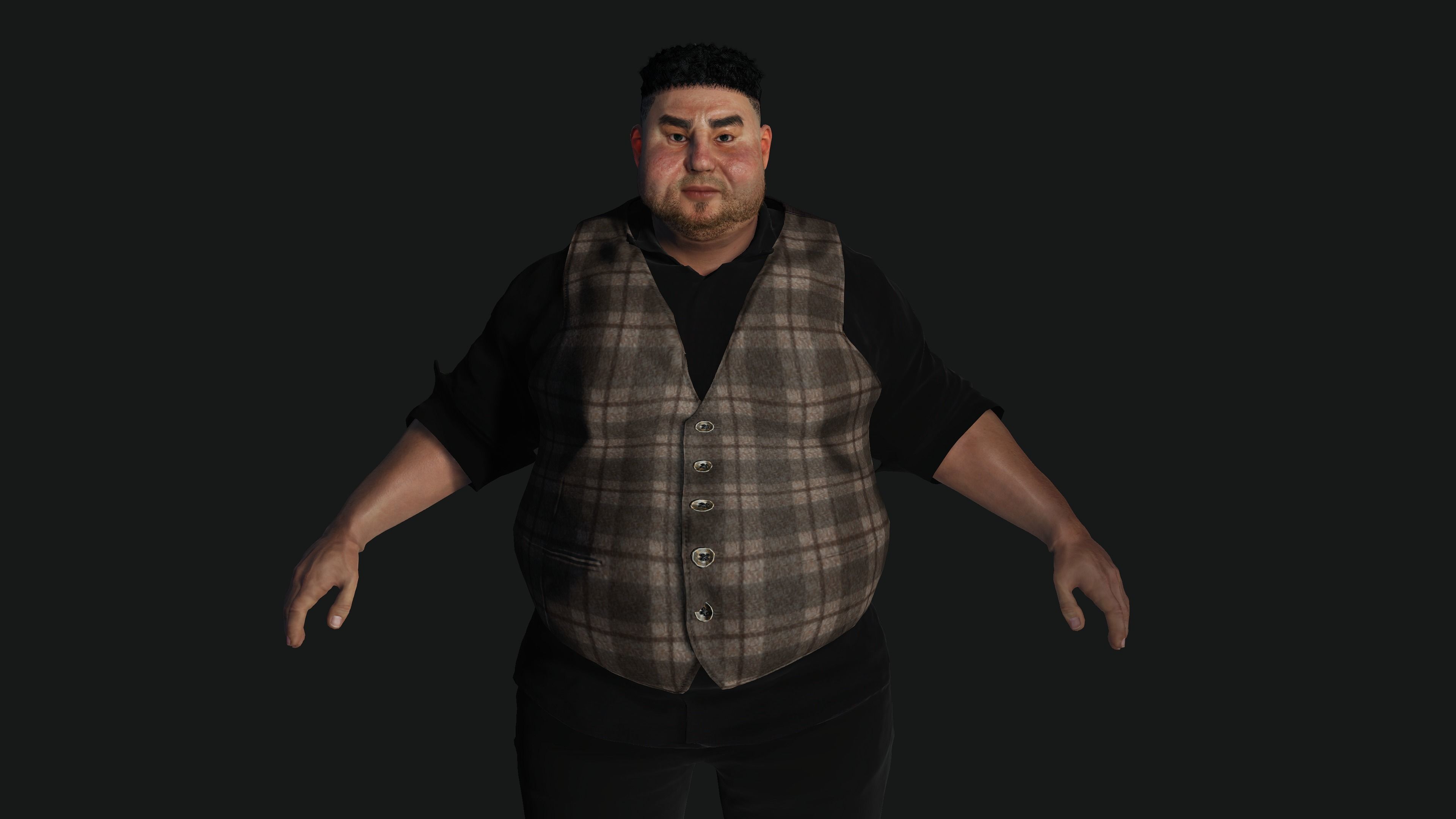 AAA 3D REALISTIC FAT MALE BUSINESSMAN 3-RIG GAME READY CHARACTER Low-poly 3D model_5