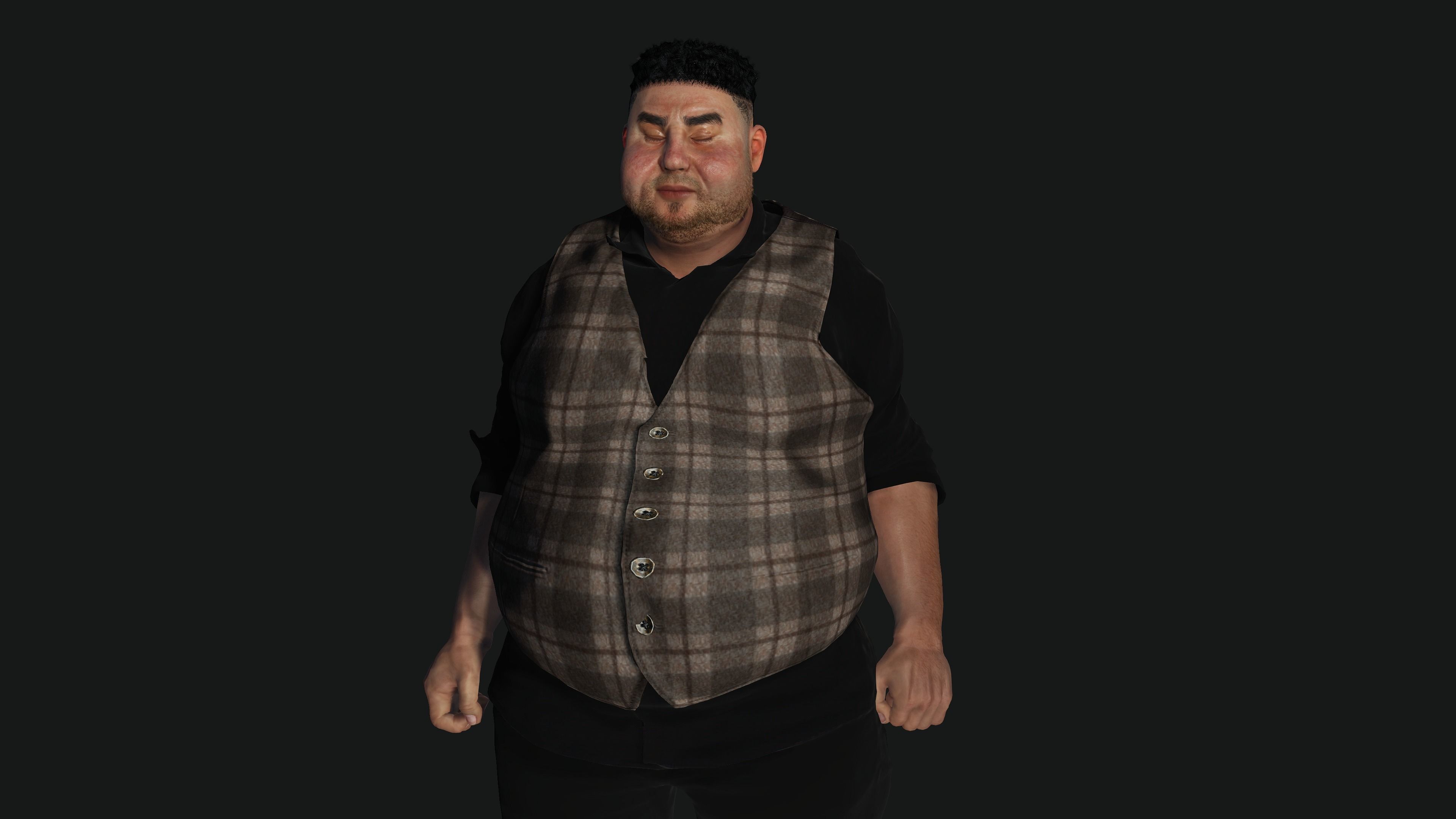 AAA 3D REALISTIC FAT MALE BUSINESSMAN 3-RIG GAME READY CHARACTER Low-poly 3D model_8