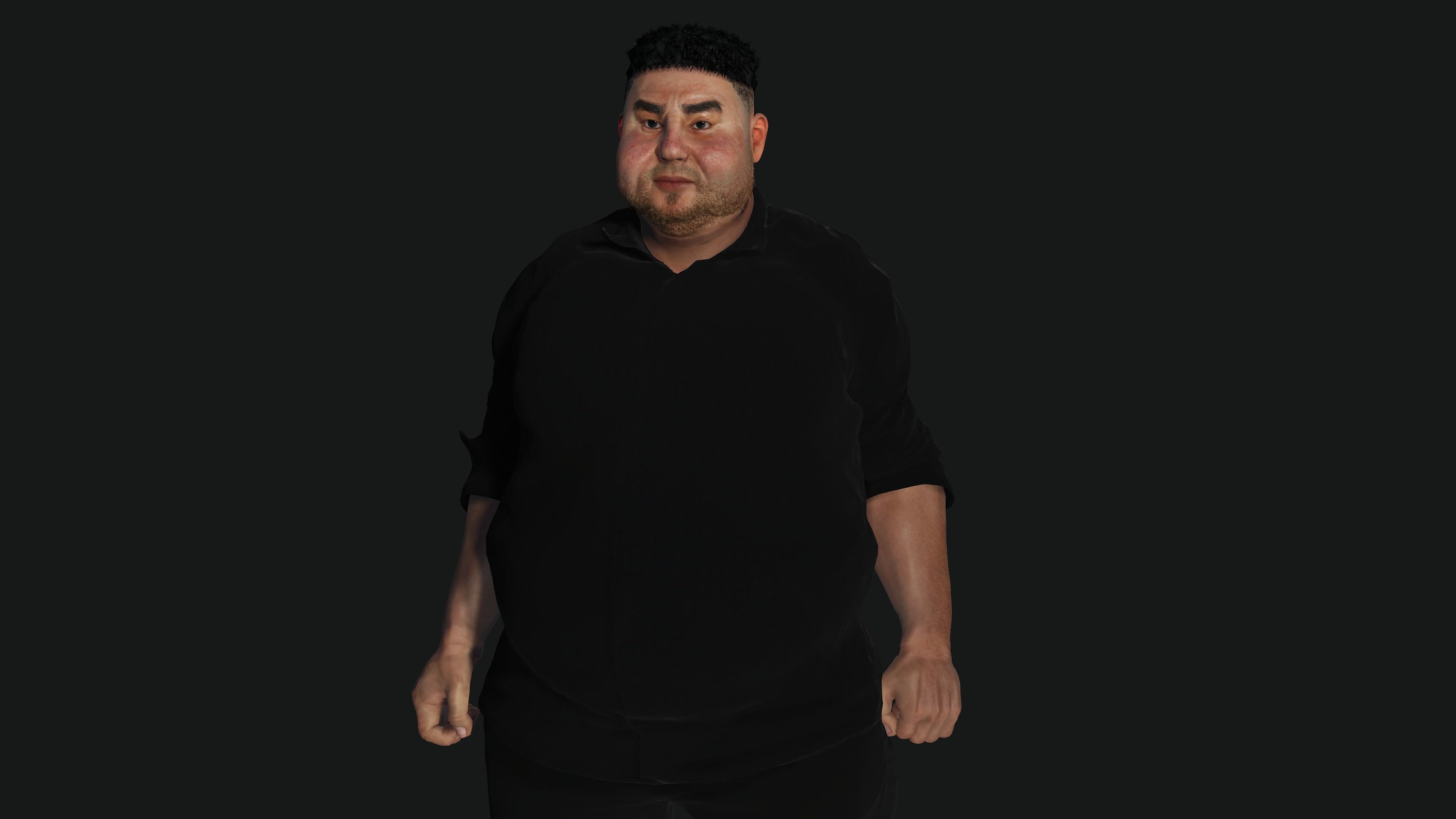 AAA 3D REALISTIC FAT MALE BUSINESSMAN 3-RIG GAME READY CHARACTER Low-poly 3D model_12