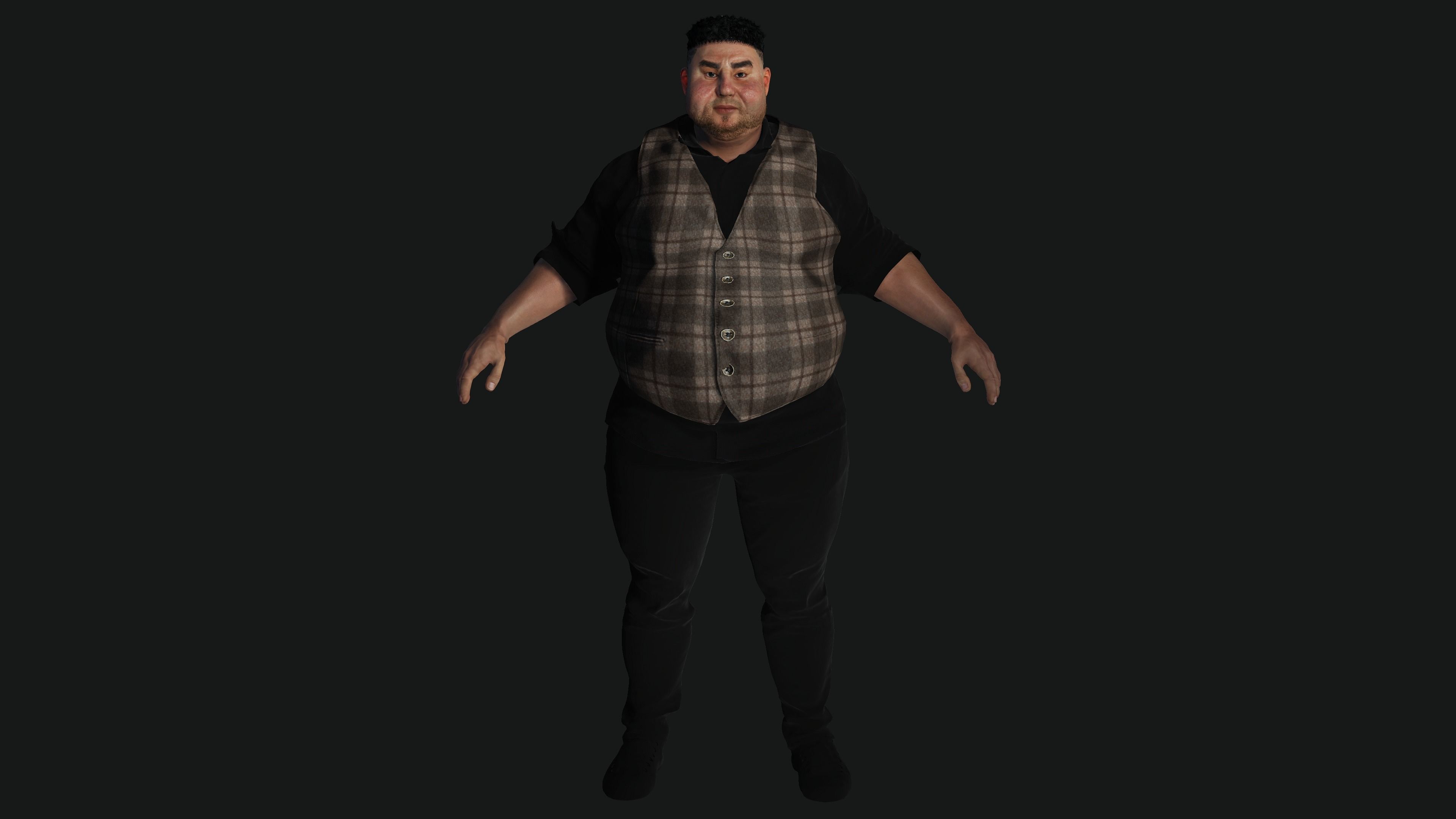 AAA 3D REALISTIC FAT MALE BUSINESSMAN 3-RIG GAME READY CHARACTER Low-poly 3D model_2