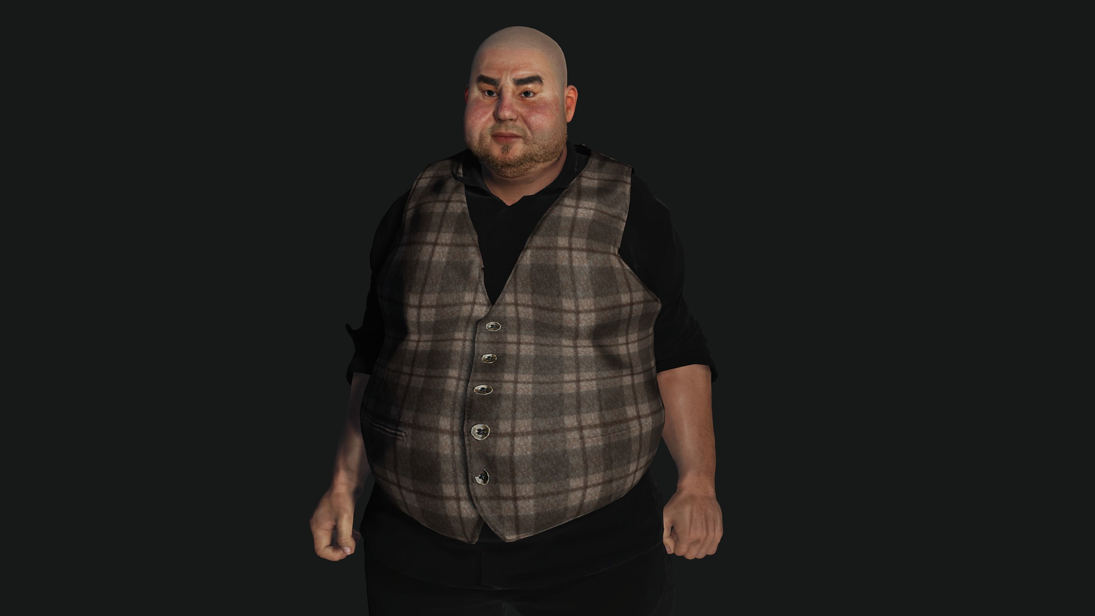 AAA 3D REALISTIC FAT MALE BUSINESSMAN 3-RIG GAME READY CHARACTER Low-poly 3D model_9