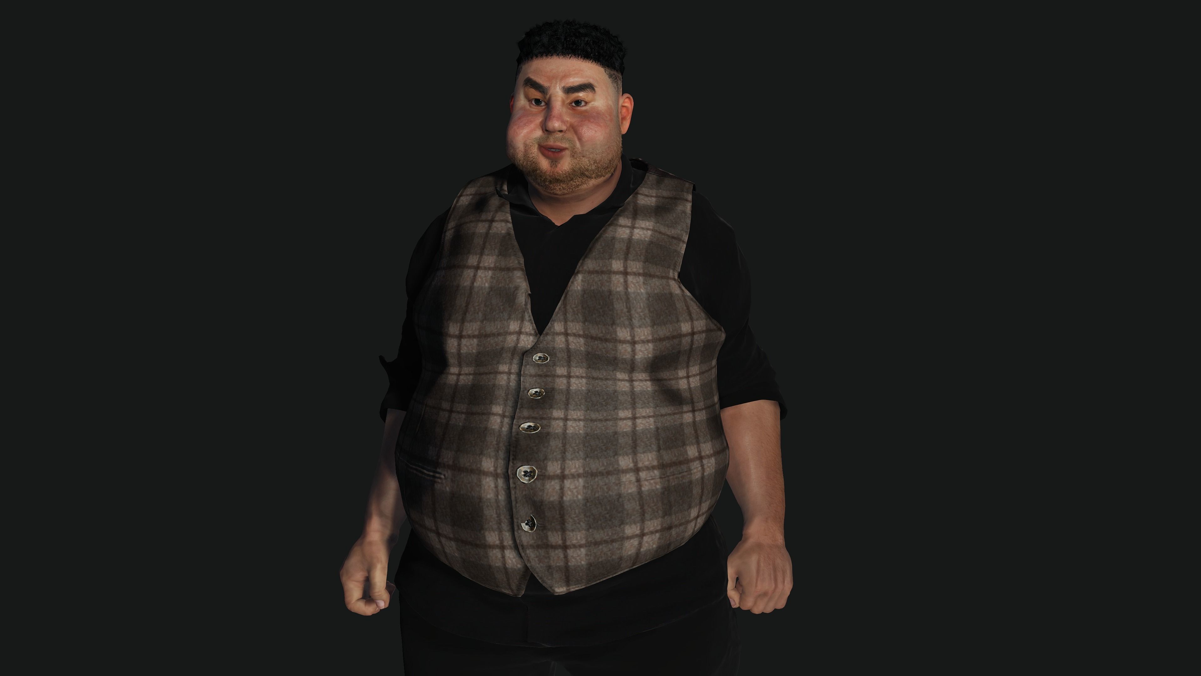 AAA 3D REALISTIC FAT MALE BUSINESSMAN 3-RIG GAME READY CHARACTER Low-poly 3D model_10
