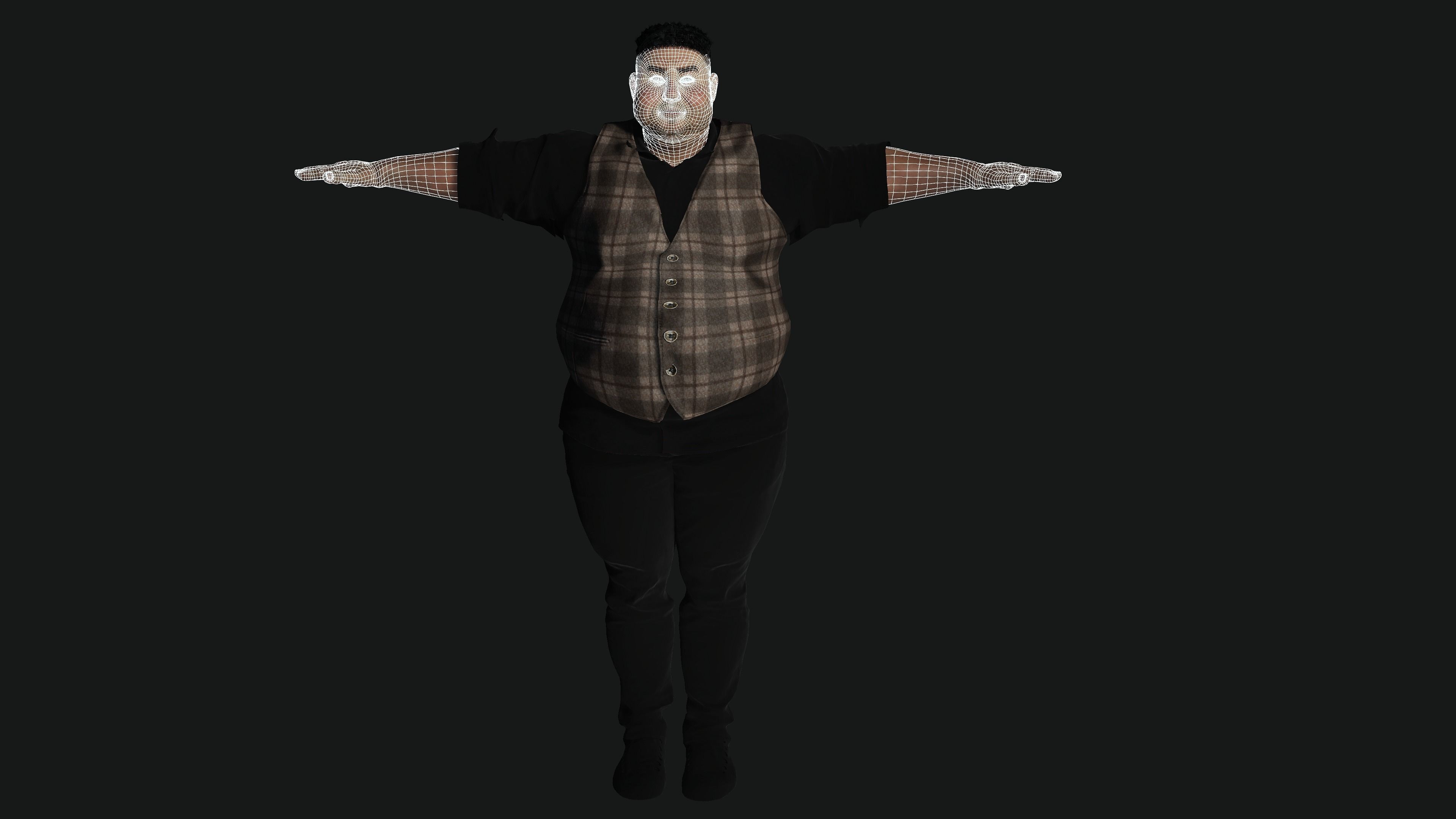 AAA 3D REALISTIC FAT MALE BUSINESSMAN 3-RIG GAME READY CHARACTER Low-poly 3D model_20
