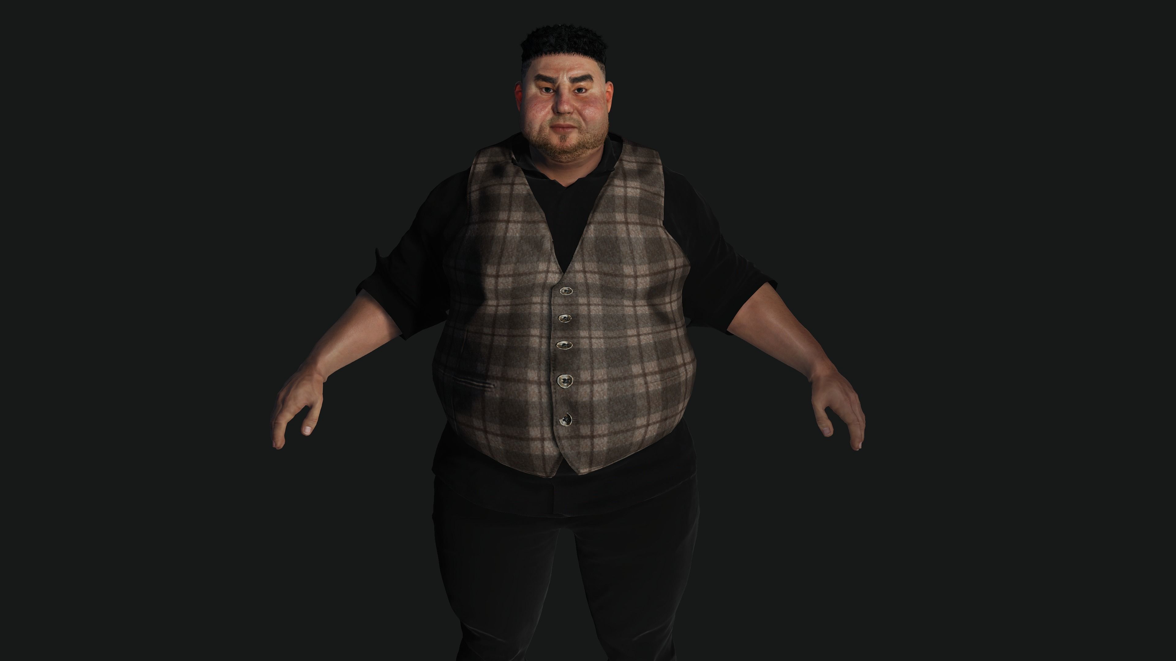AAA 3D REALISTIC FAT MALE BUSINESSMAN 3-RIG GAME READY CHARACTER Low-poly 3D model_4