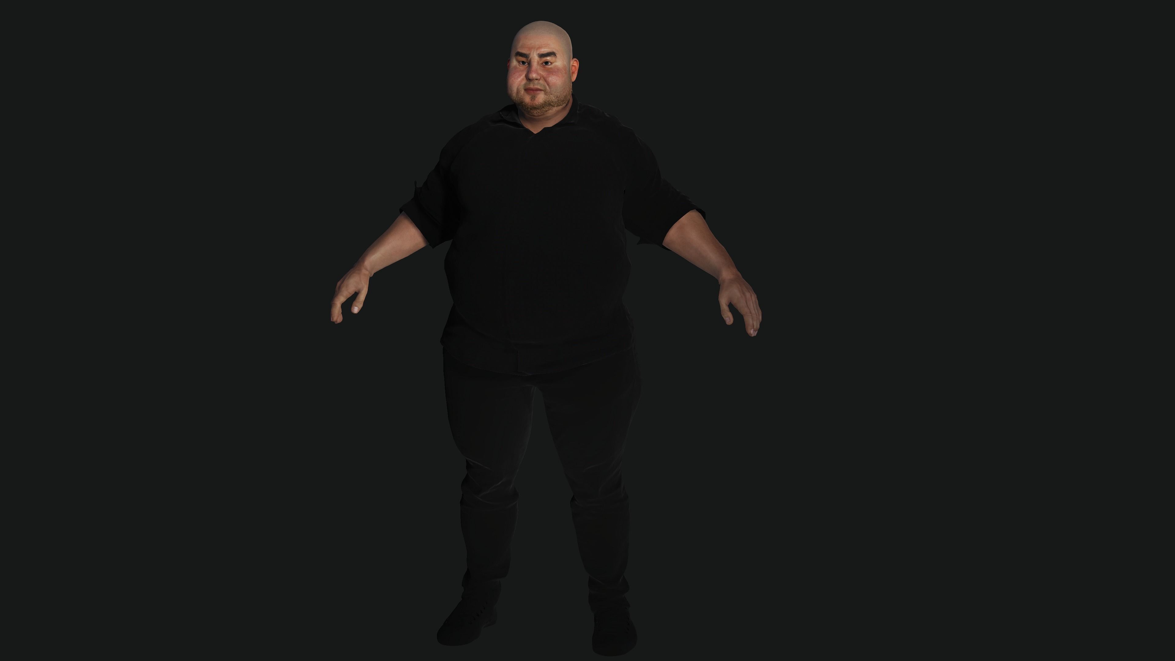 AAA 3D REALISTIC FAT MALE BUSINESSMAN 3-RIG GAME READY CHARACTER Low-poly 3D model_14
