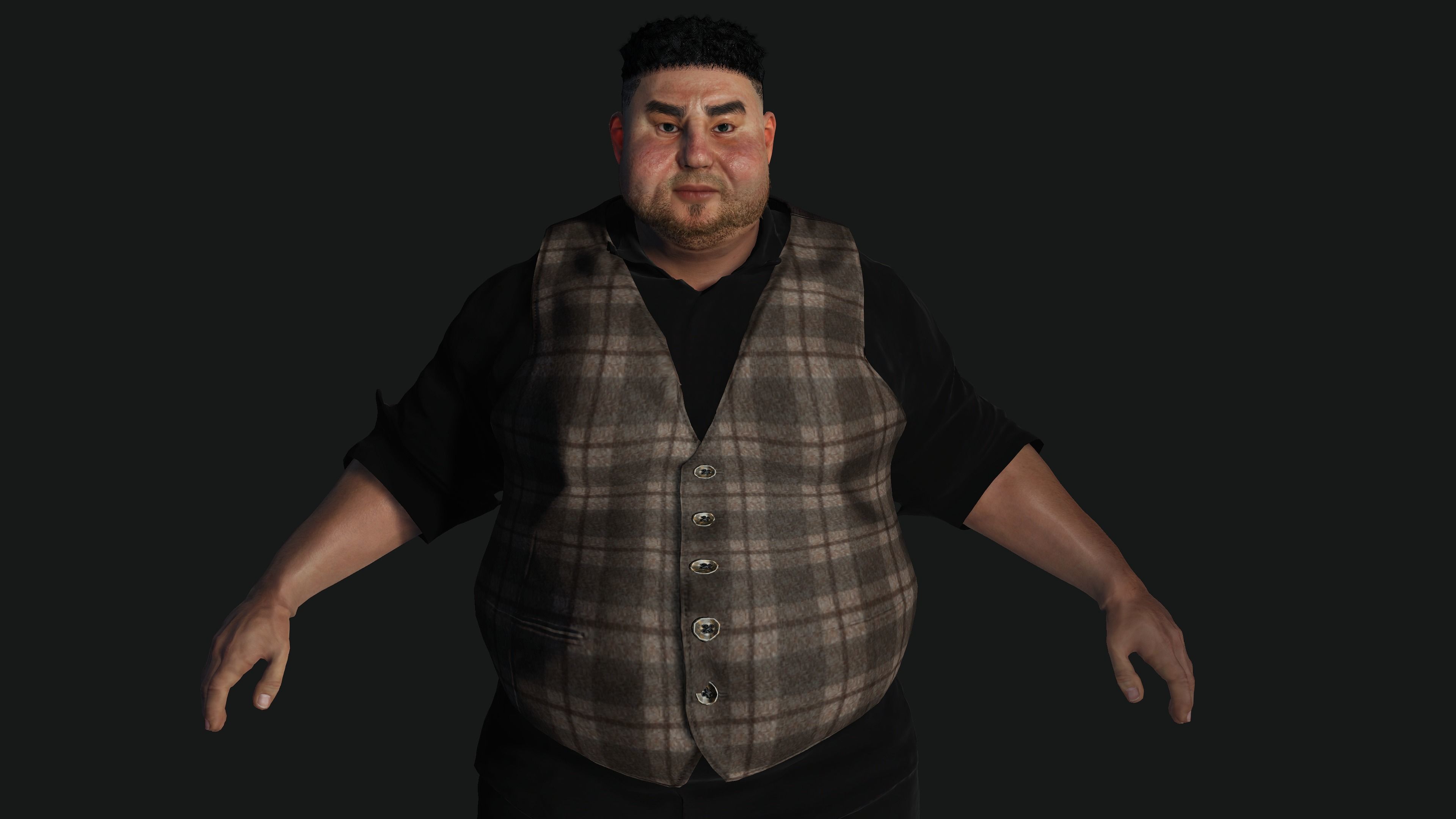 AAA 3D REALISTIC FAT MALE BUSINESSMAN 3-RIG GAME READY CHARACTER Low-poly 3D model_6