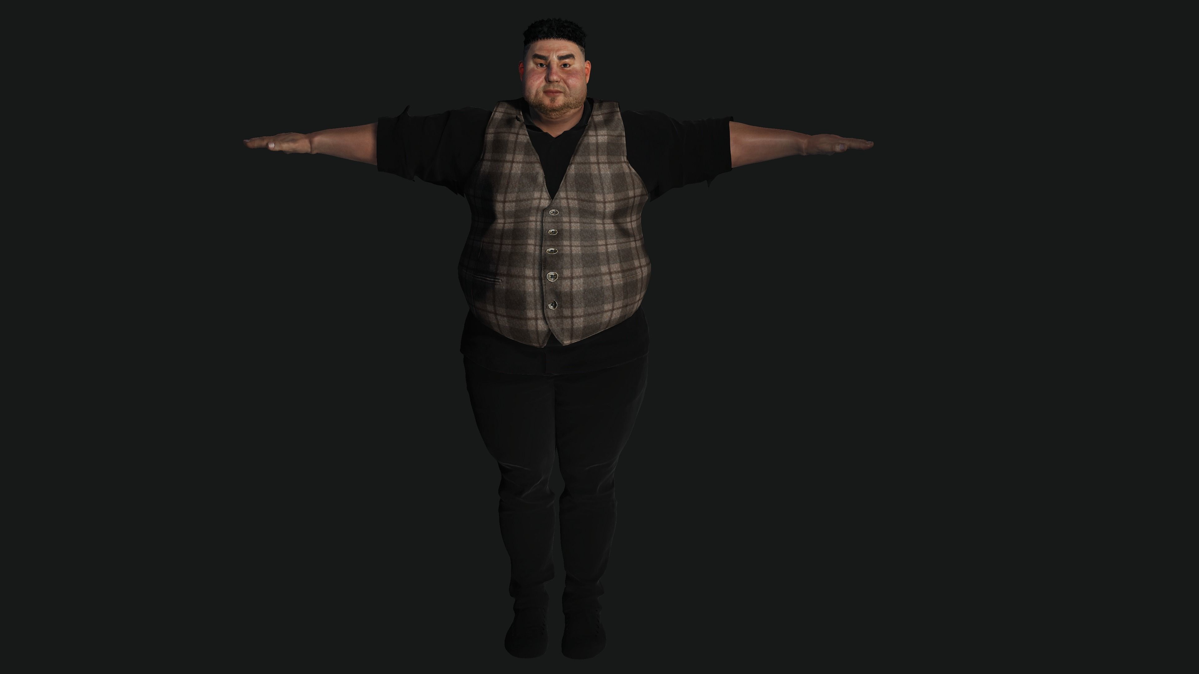 AAA 3D REALISTIC FAT MALE BUSINESSMAN 3-RIG GAME READY CHARACTER Low-poly 3D model_17