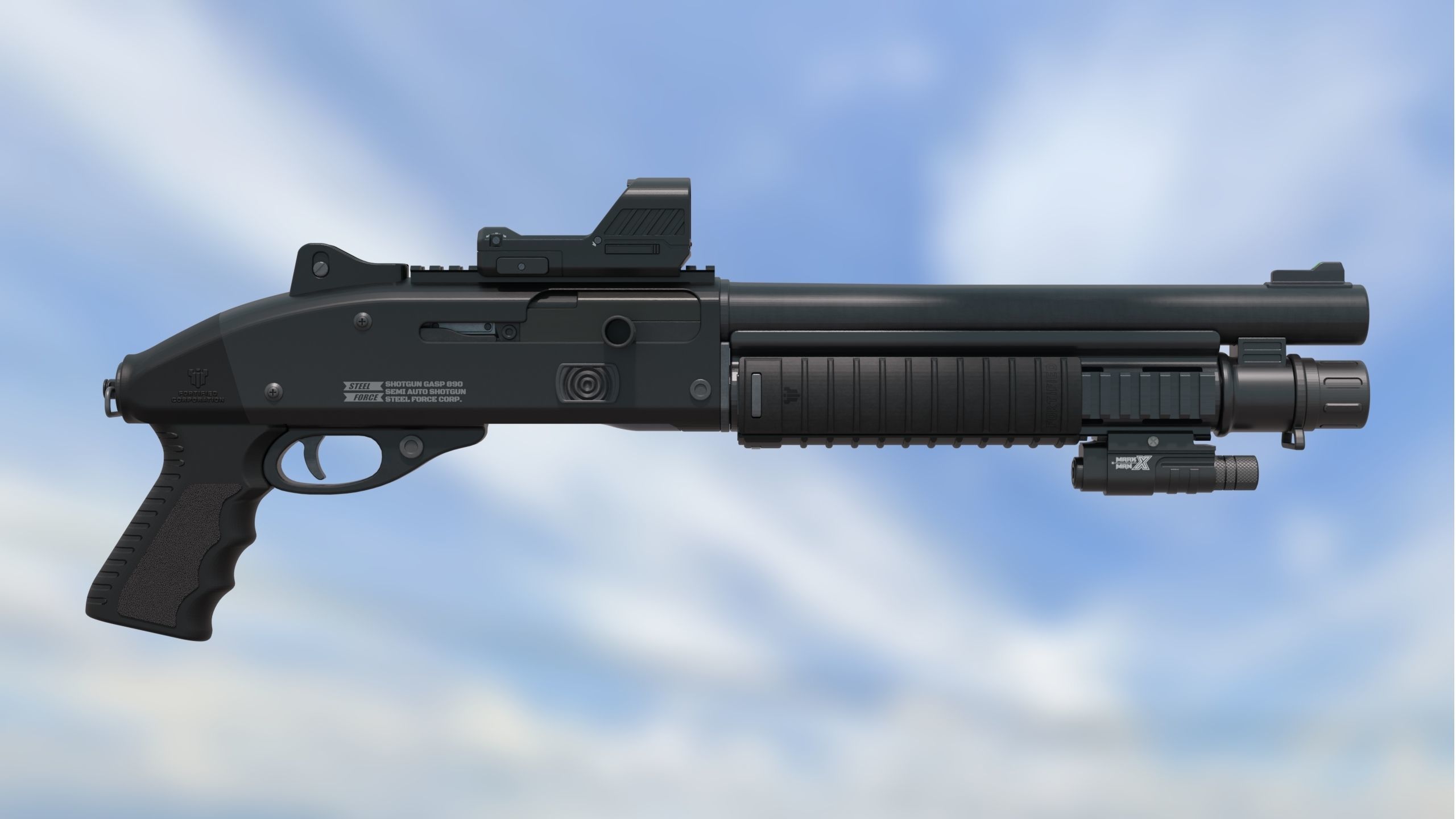 Shotgun Semi-Auto Short Gasp 890 3D model_5