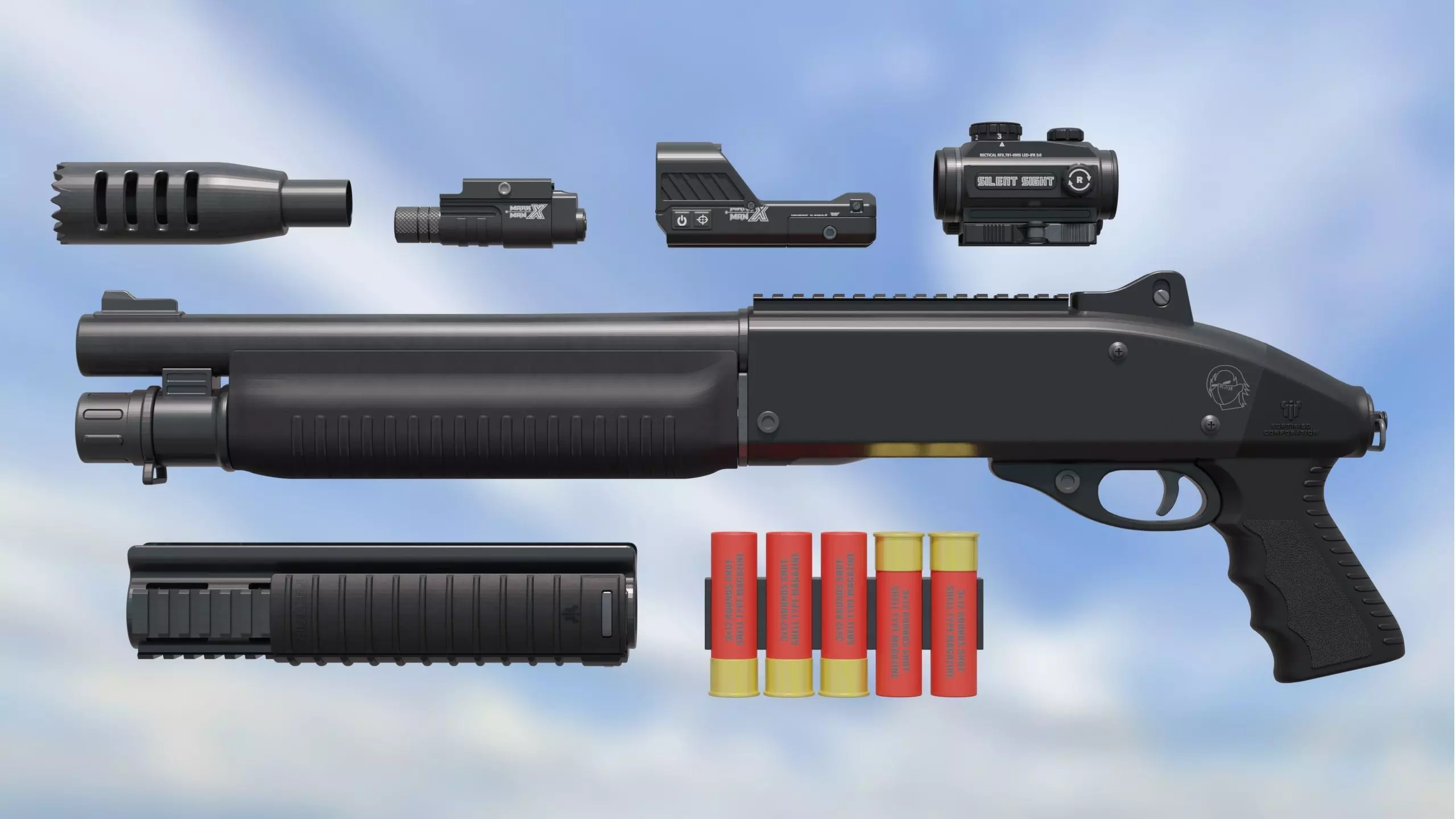 Shotgun Semi-Auto Short Gasp 890 3D model_0