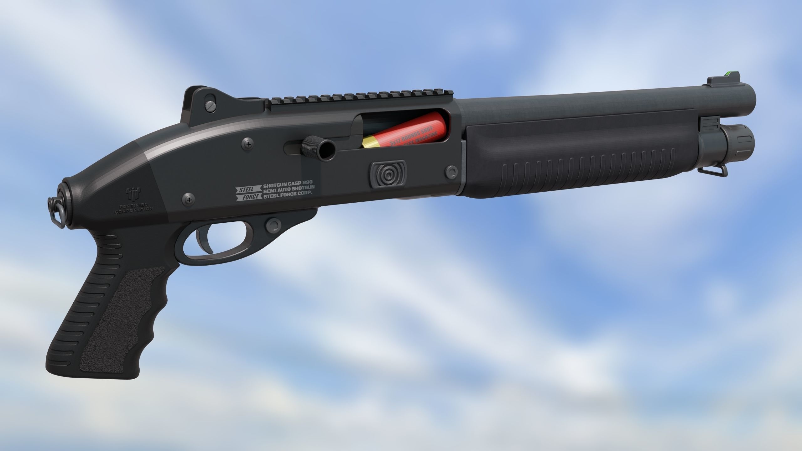 Shotgun Semi-Auto Short Gasp 890 3D model_4