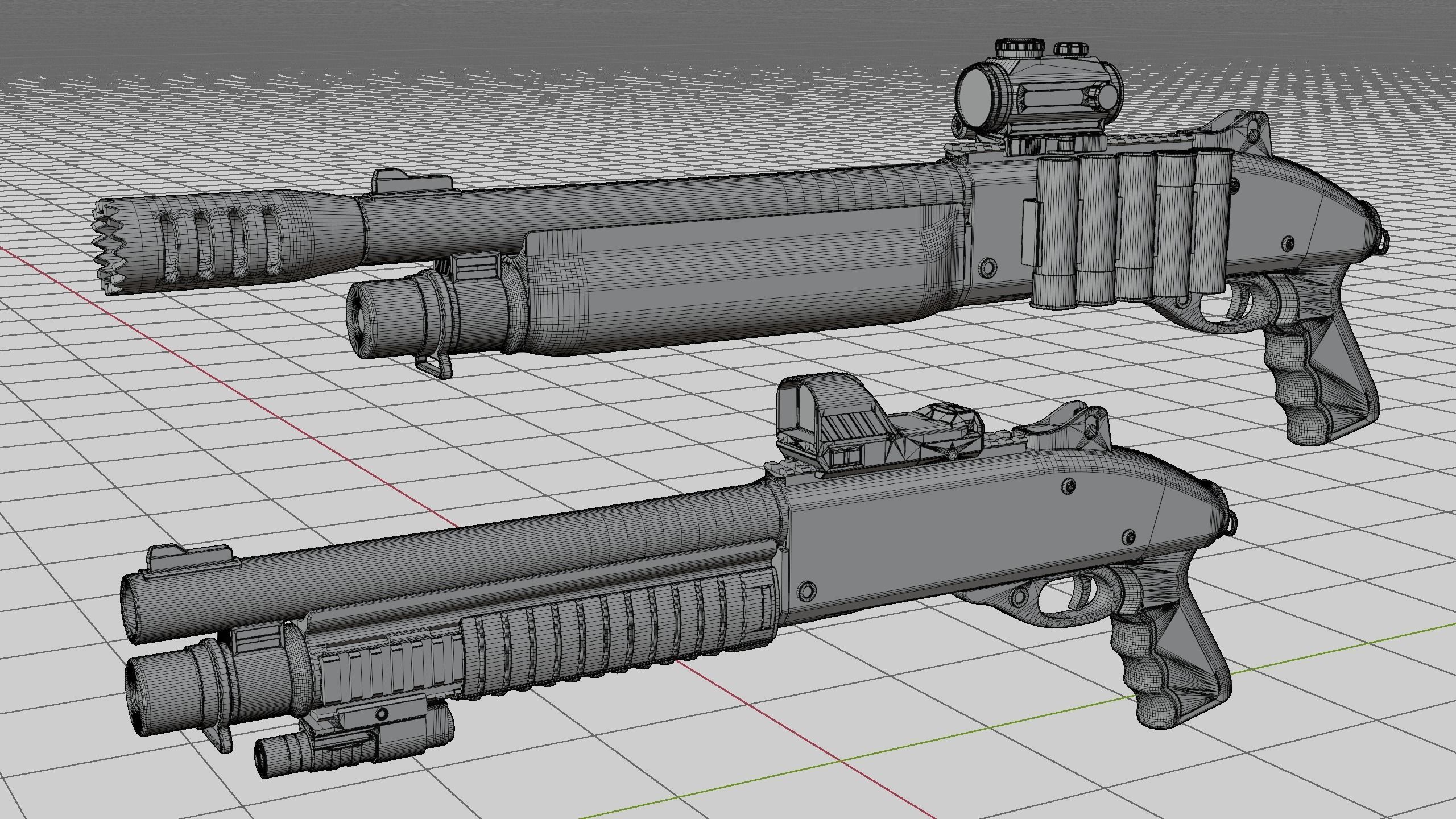 Shotgun Semi-Auto Short Gasp 890 3D model_11