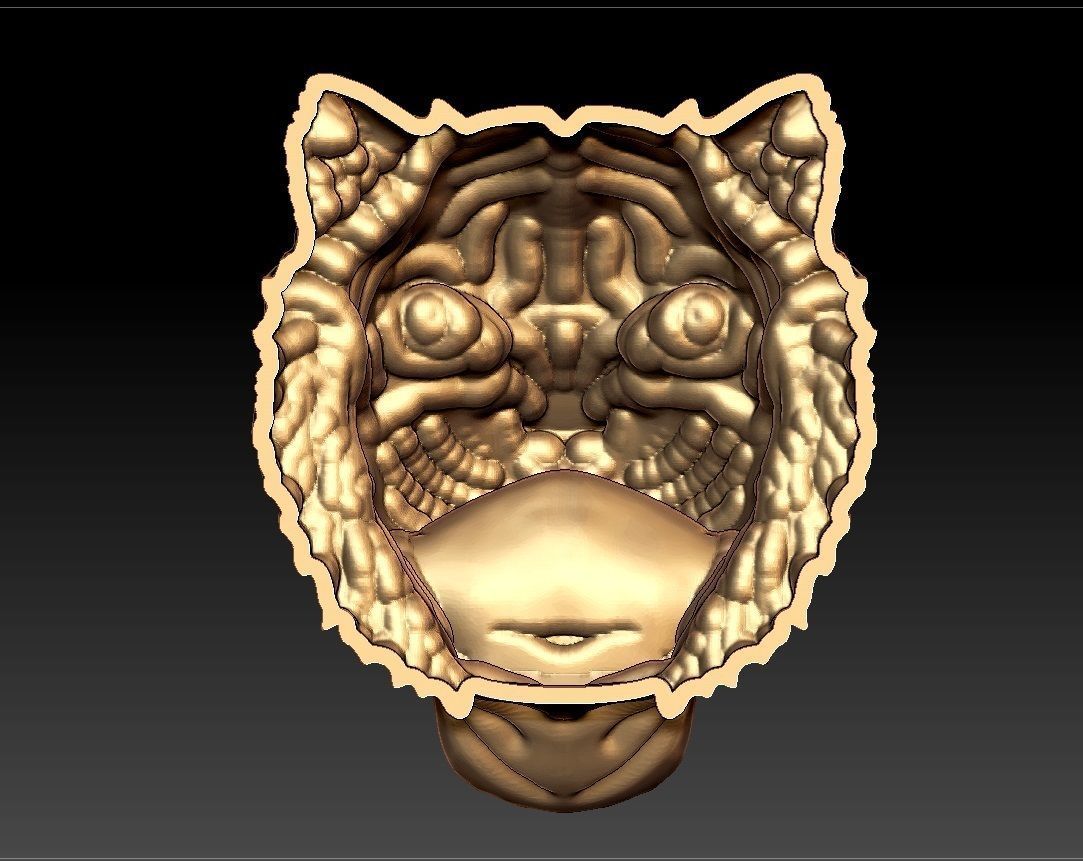 TIGER FACE PENDENT 3D print model_3