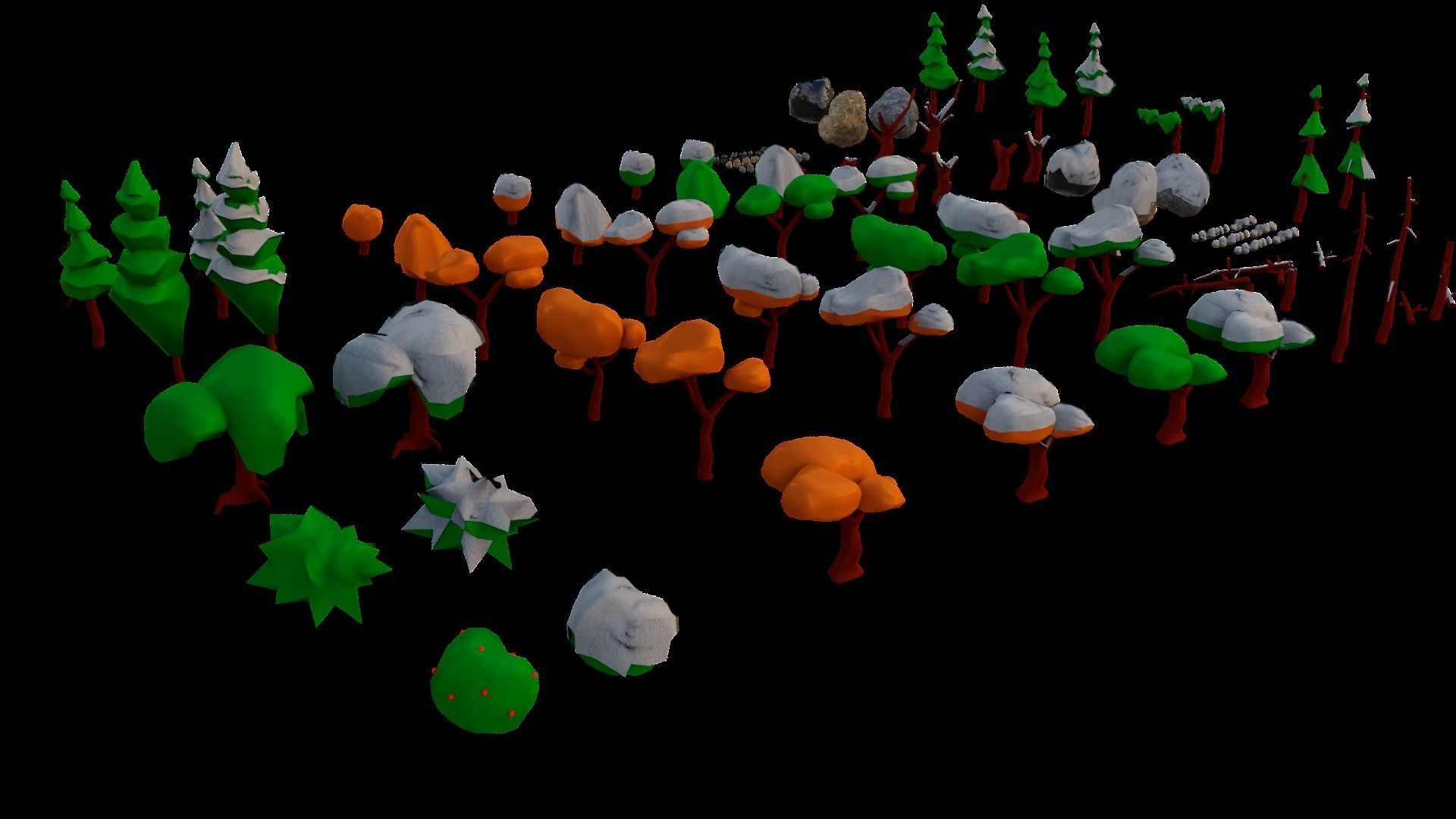 NatureScapes Lowpoly Trees and Rocks Pack Low-poly 3D model_21