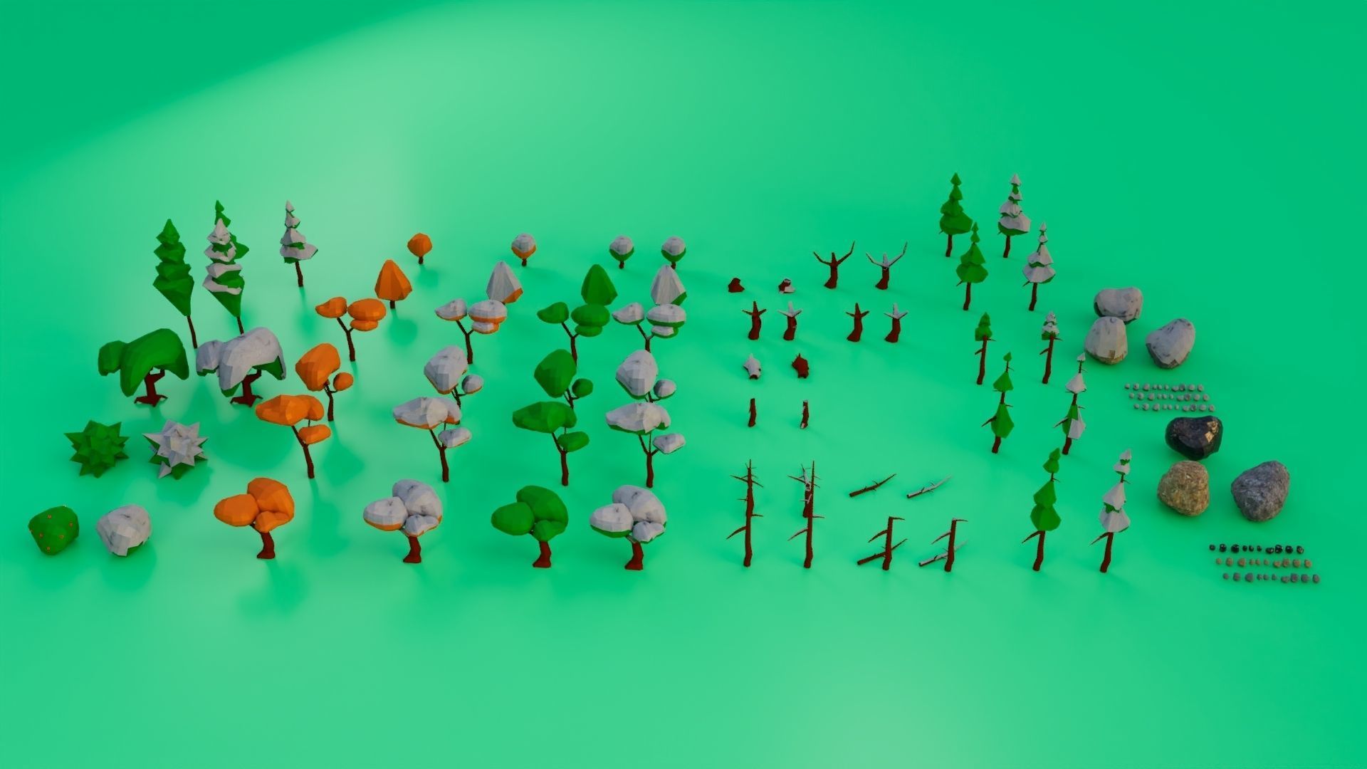 NatureScapes Lowpoly Trees and Rocks Pack Low-poly 3D model_3