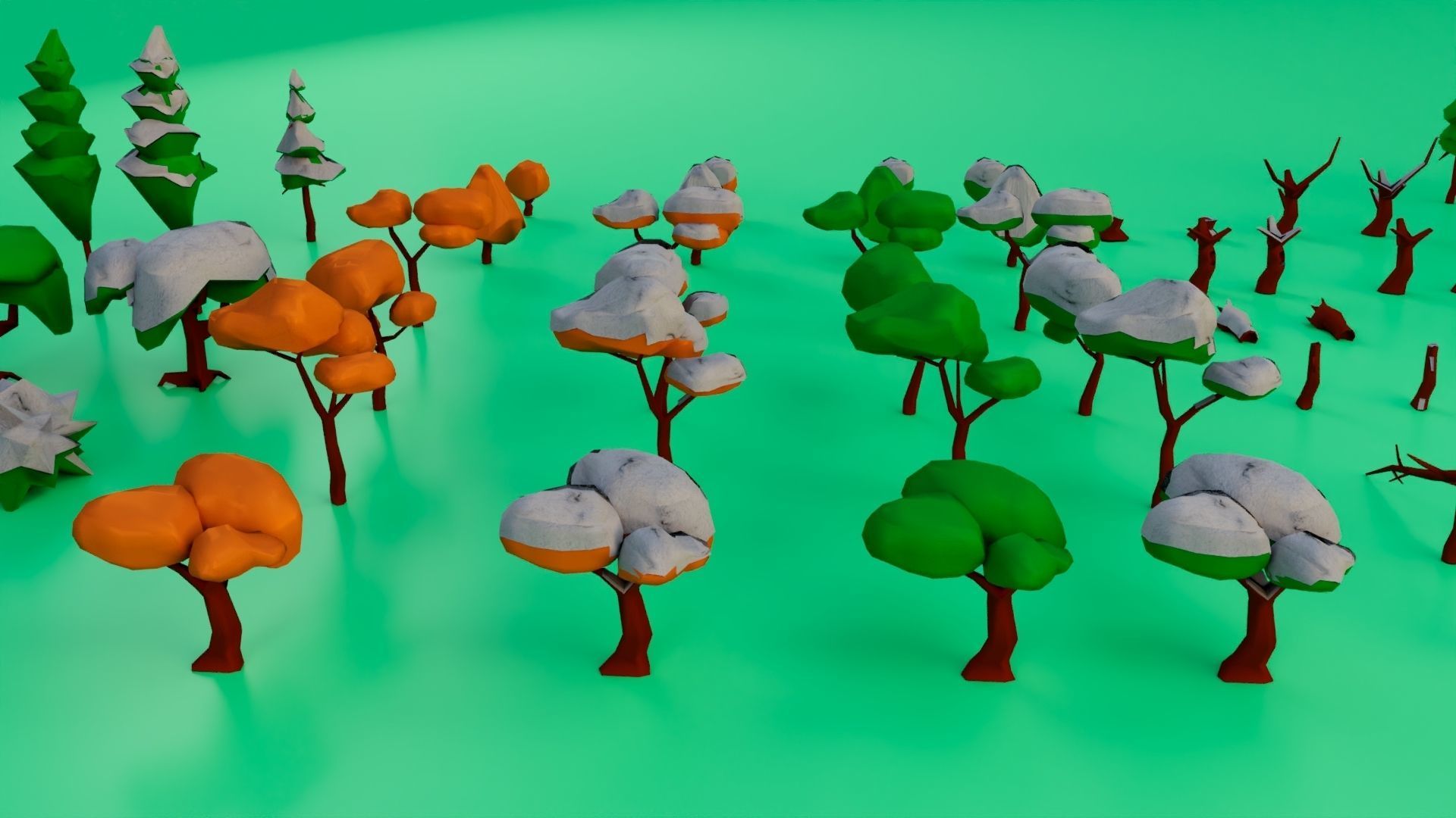 NatureScapes Lowpoly Trees and Rocks Pack Low-poly 3D model_4