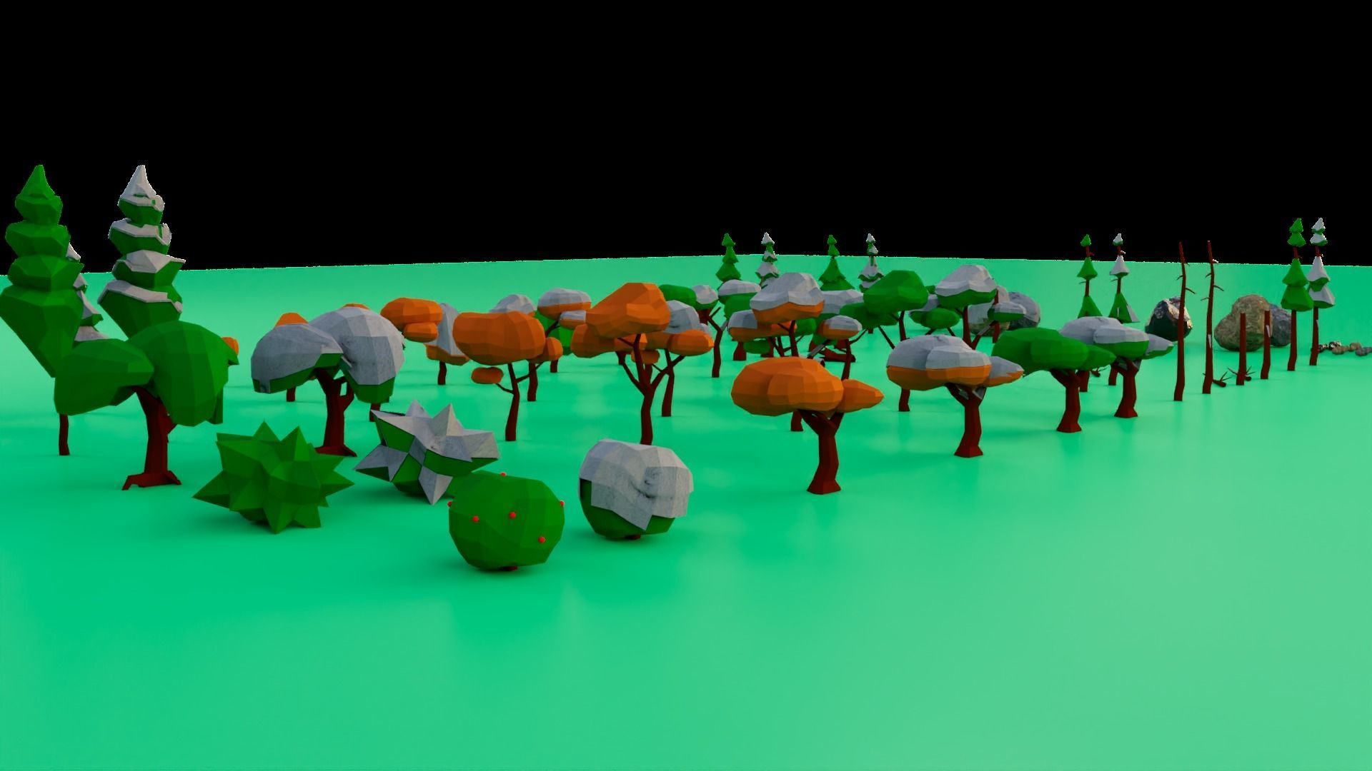 NatureScapes Lowpoly Trees and Rocks Pack Low-poly 3D model_5