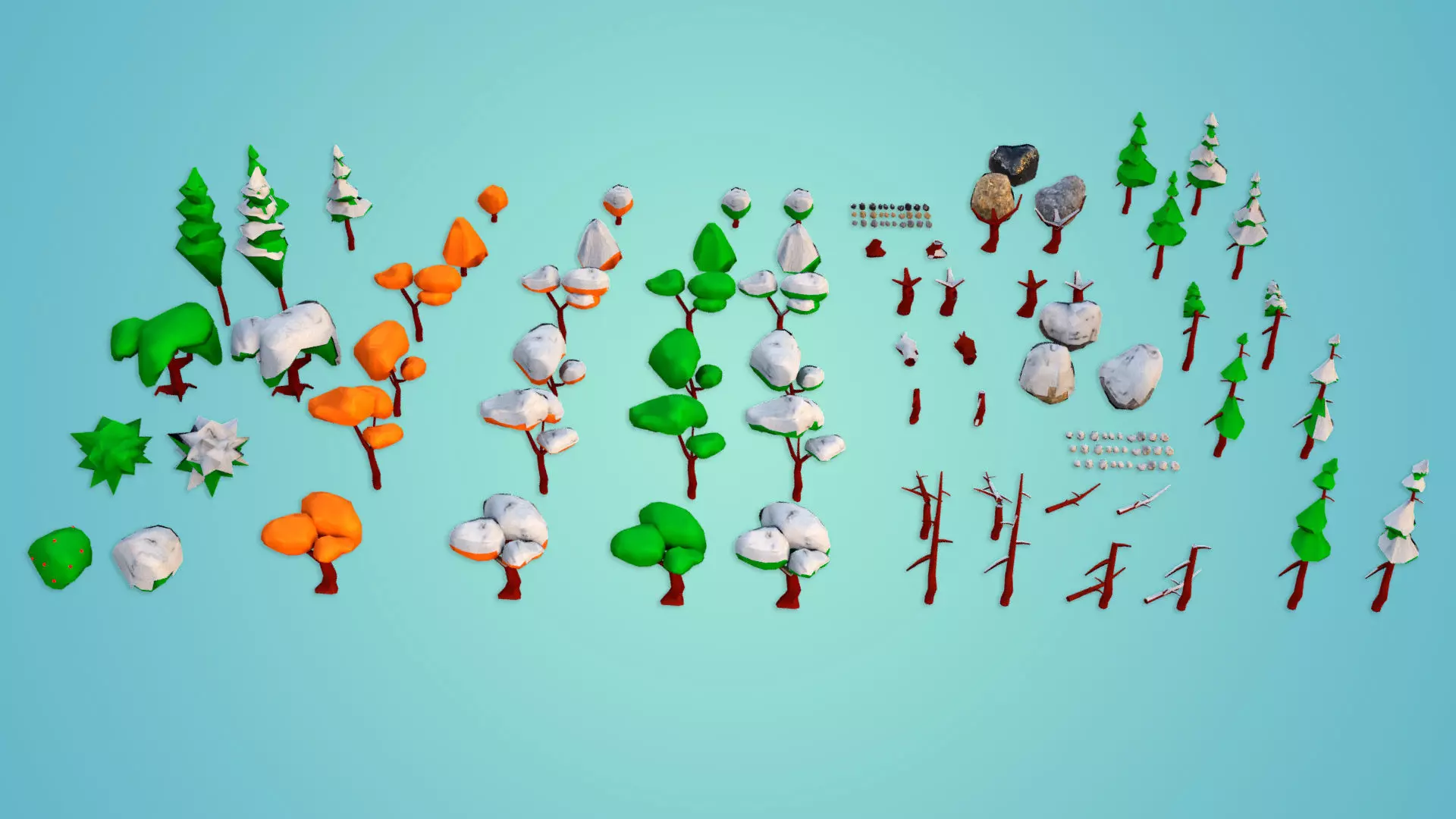 NatureScapes Lowpoly Trees and Rocks Pack Low-poly 3D model_0