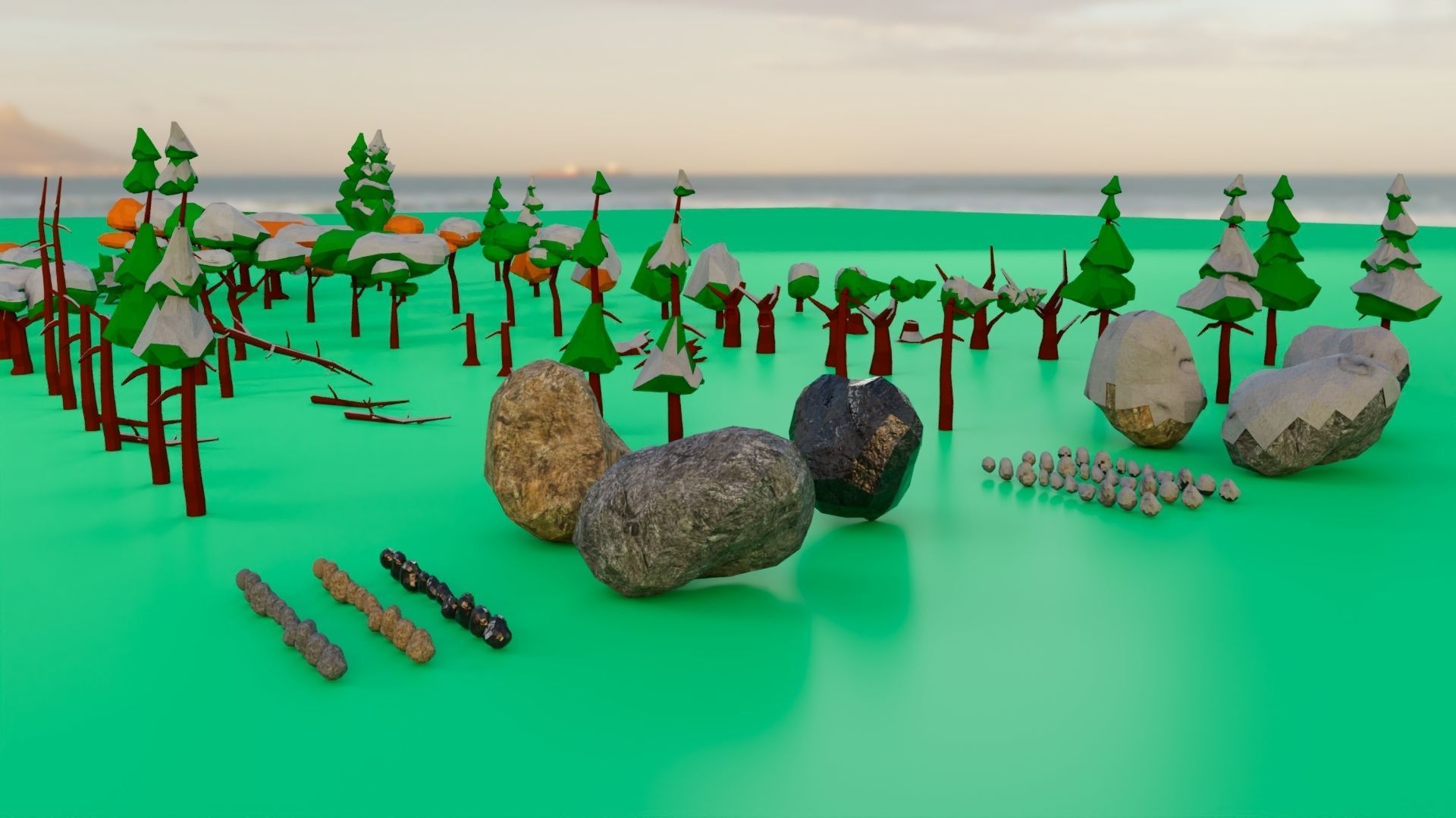 NatureScapes Lowpoly Trees and Rocks Pack Low-poly 3D model_2