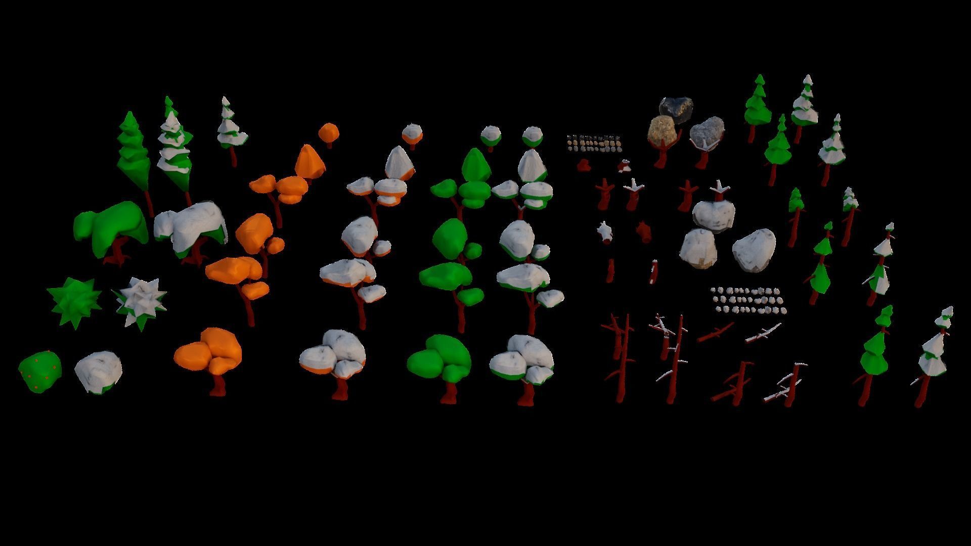 NatureScapes Lowpoly Trees and Rocks Pack Low-poly 3D model_19