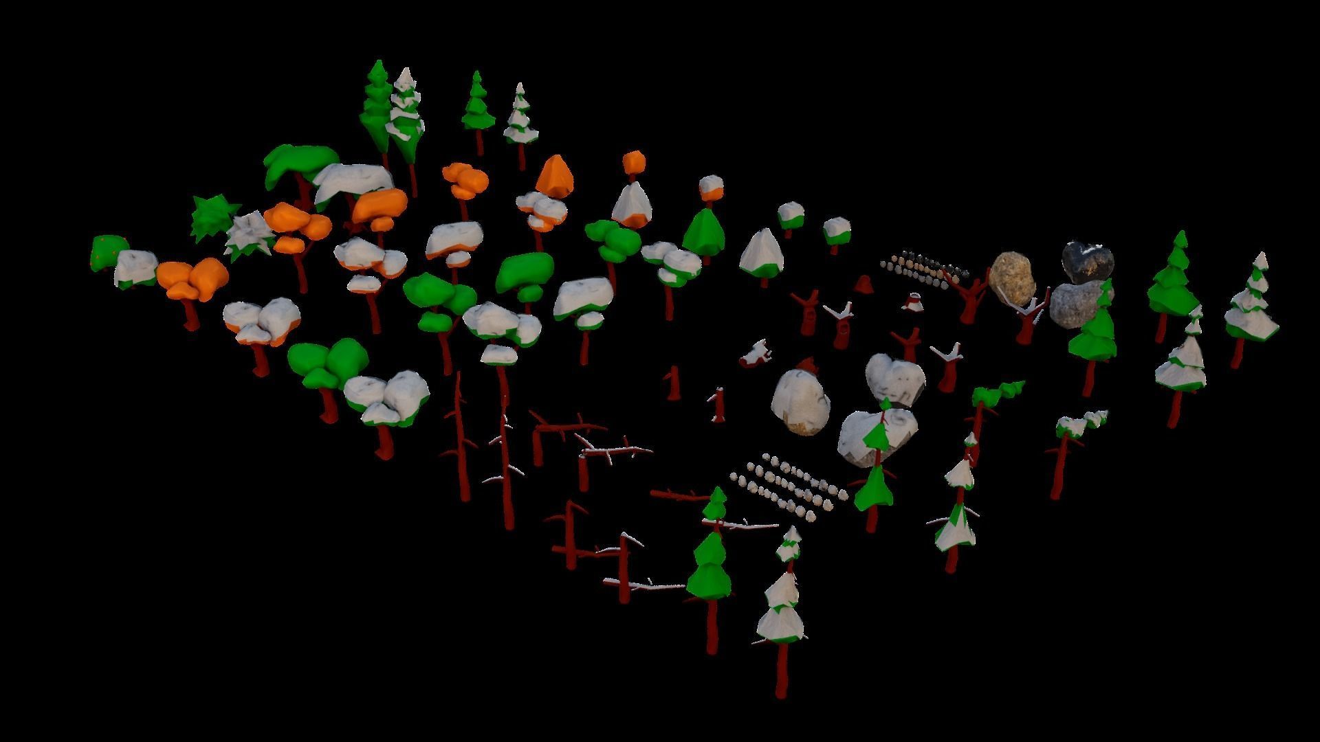 NatureScapes Lowpoly Trees and Rocks Pack Low-poly 3D model_20
