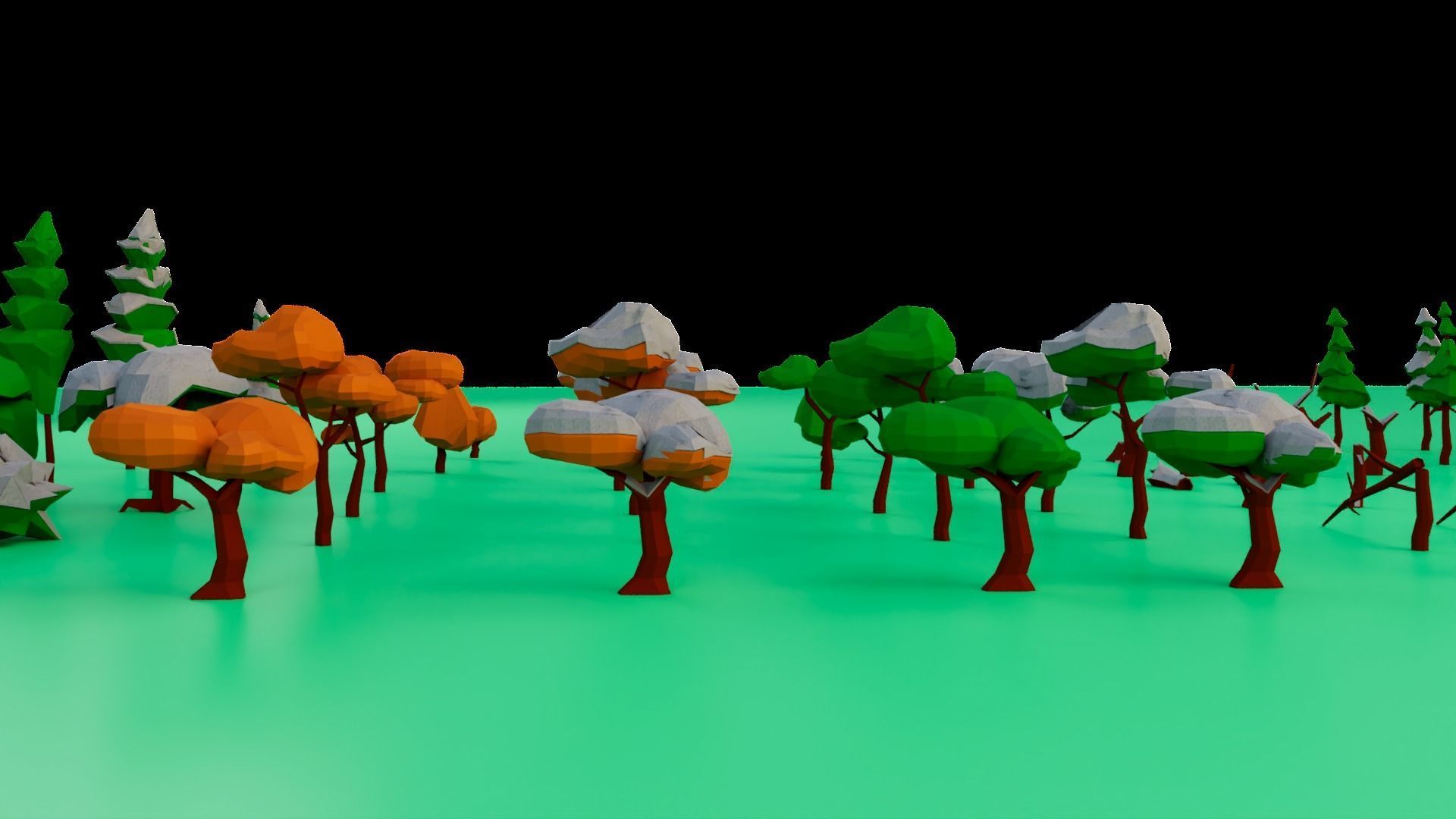 NatureScapes Lowpoly Trees and Rocks Pack Low-poly 3D model_6