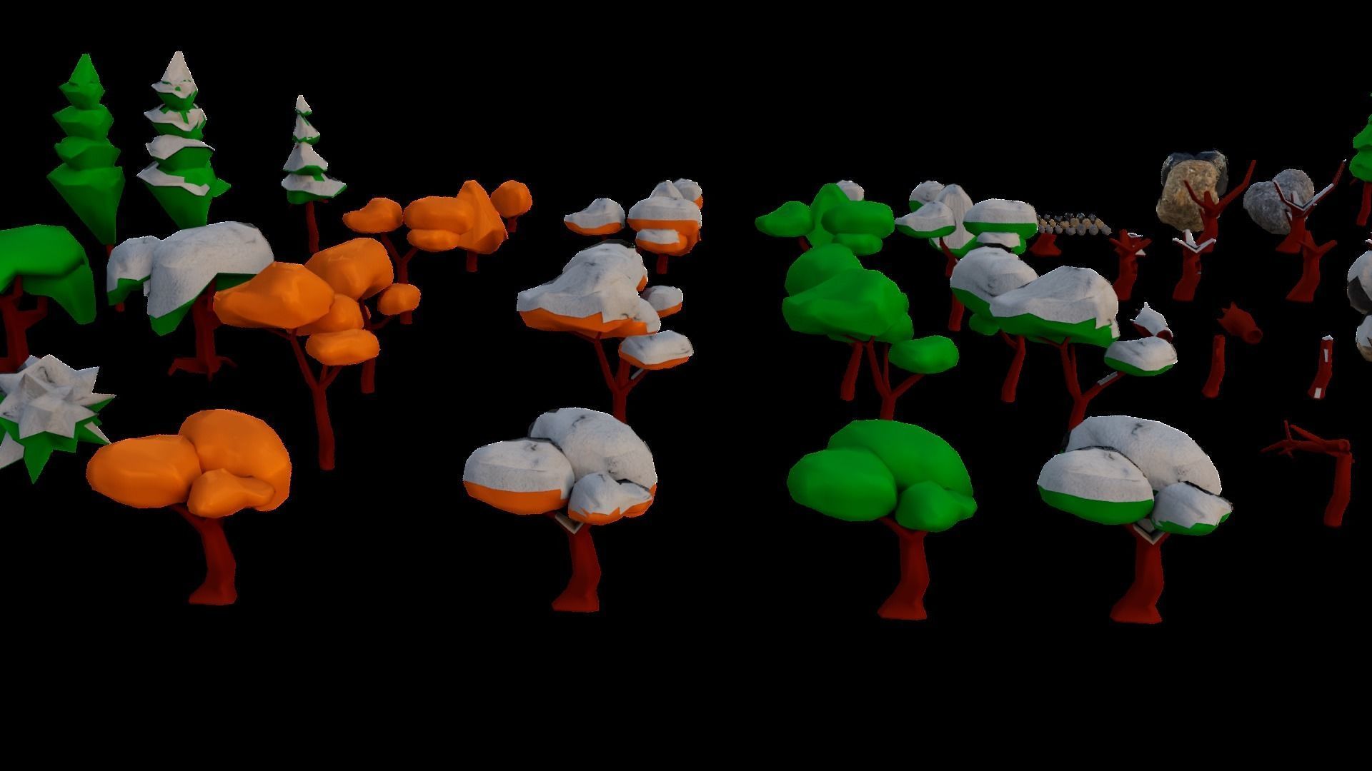 NatureScapes Lowpoly Trees and Rocks Pack Low-poly 3D model_22