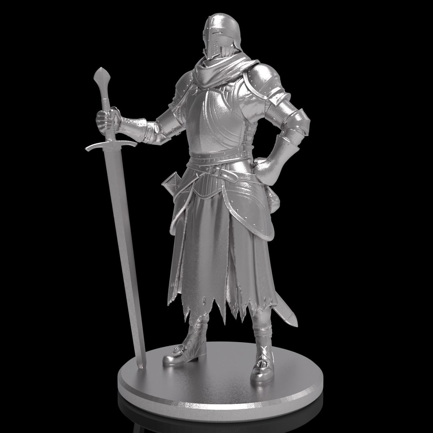 Medieval knight warrior character sculpture model armor sword 3D print model_20