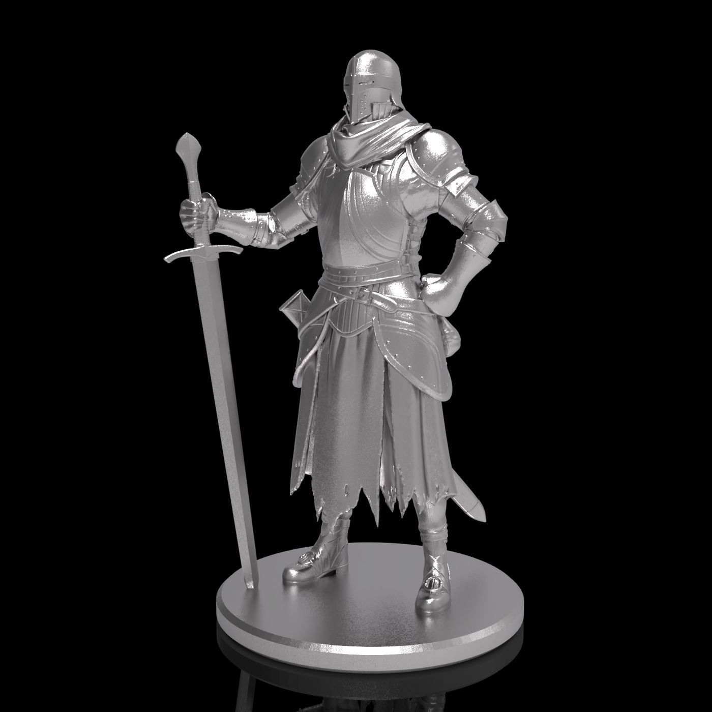 Medieval knight warrior character sculpture model armor sword 3D print model_18