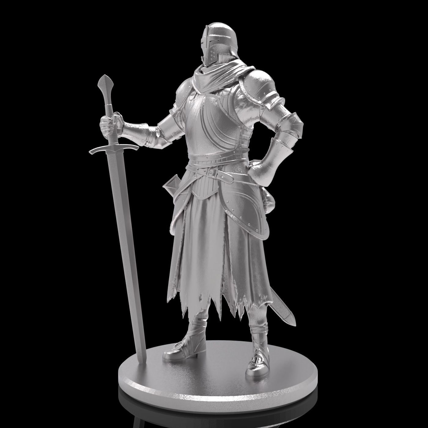 Medieval knight warrior character sculpture model armor sword 3D print model_8