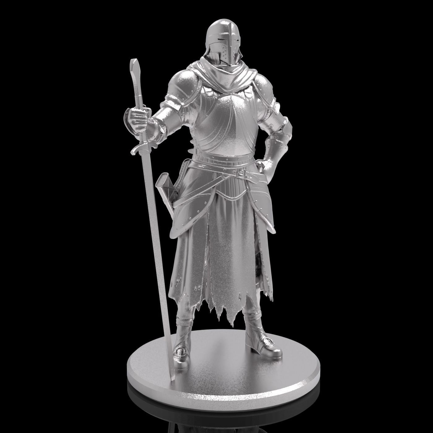 Medieval knight warrior character sculpture model armor sword 3D print model_2