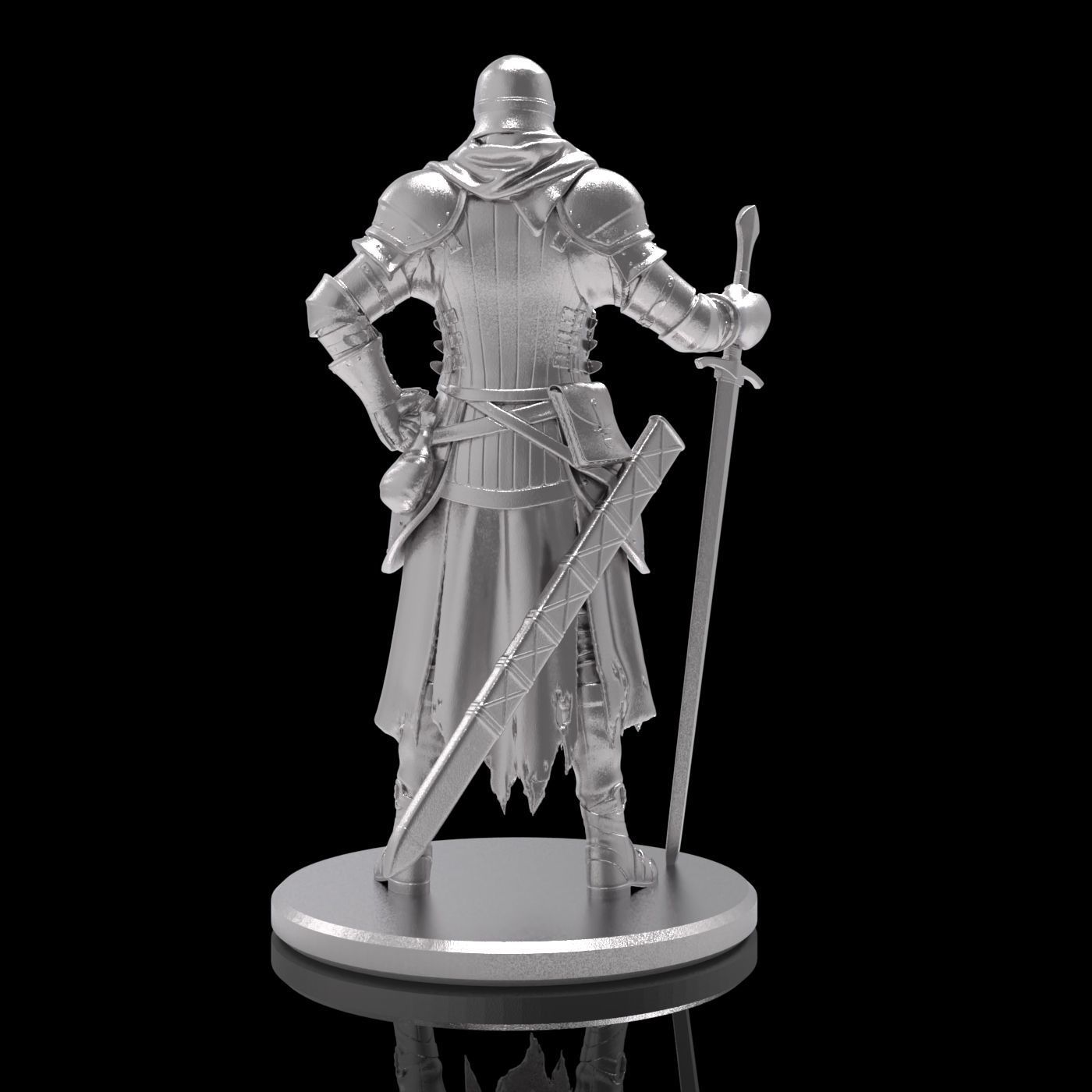 Medieval knight warrior character sculpture model armor sword 3D print model_5