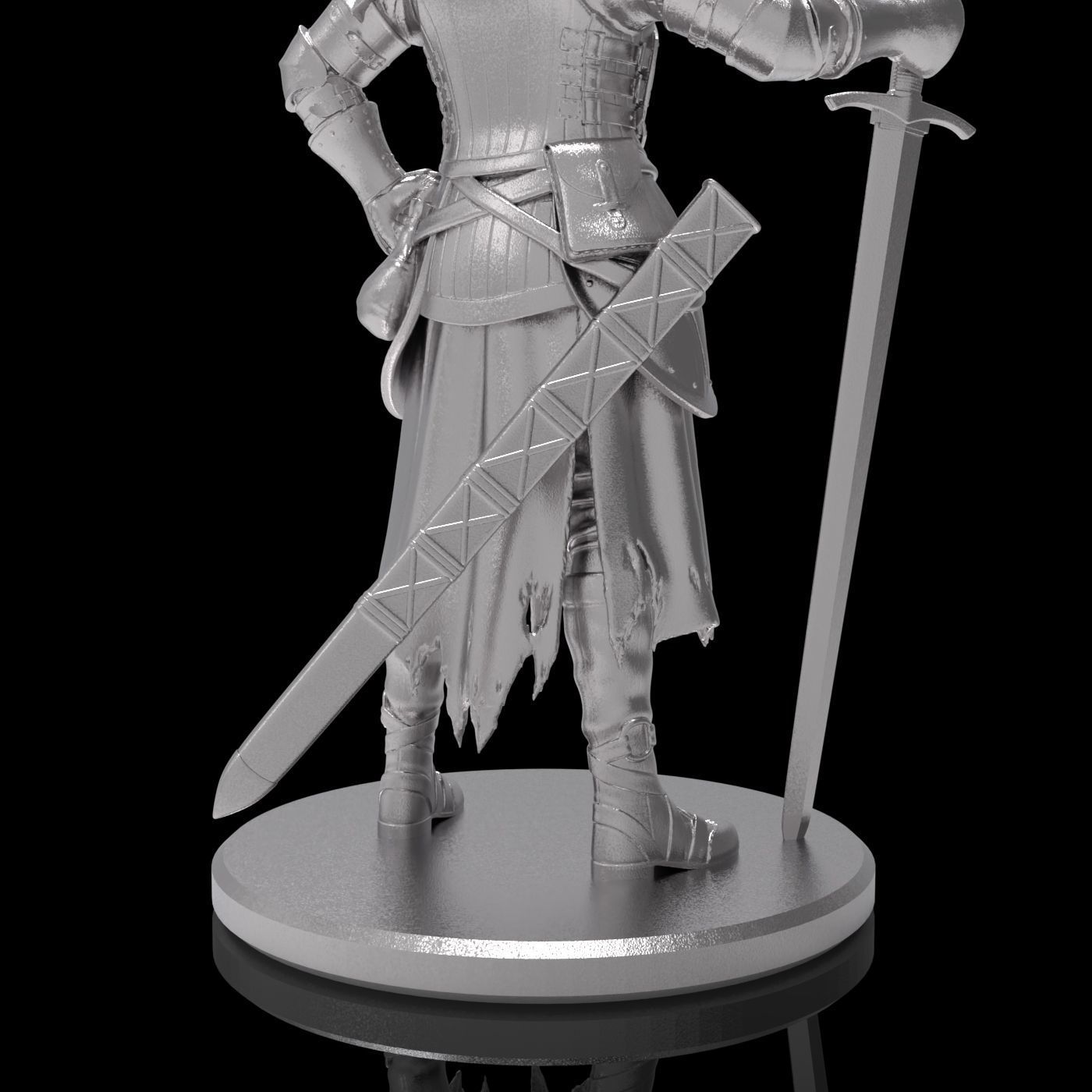 Medieval knight warrior character sculpture model armor sword 3D print model_16