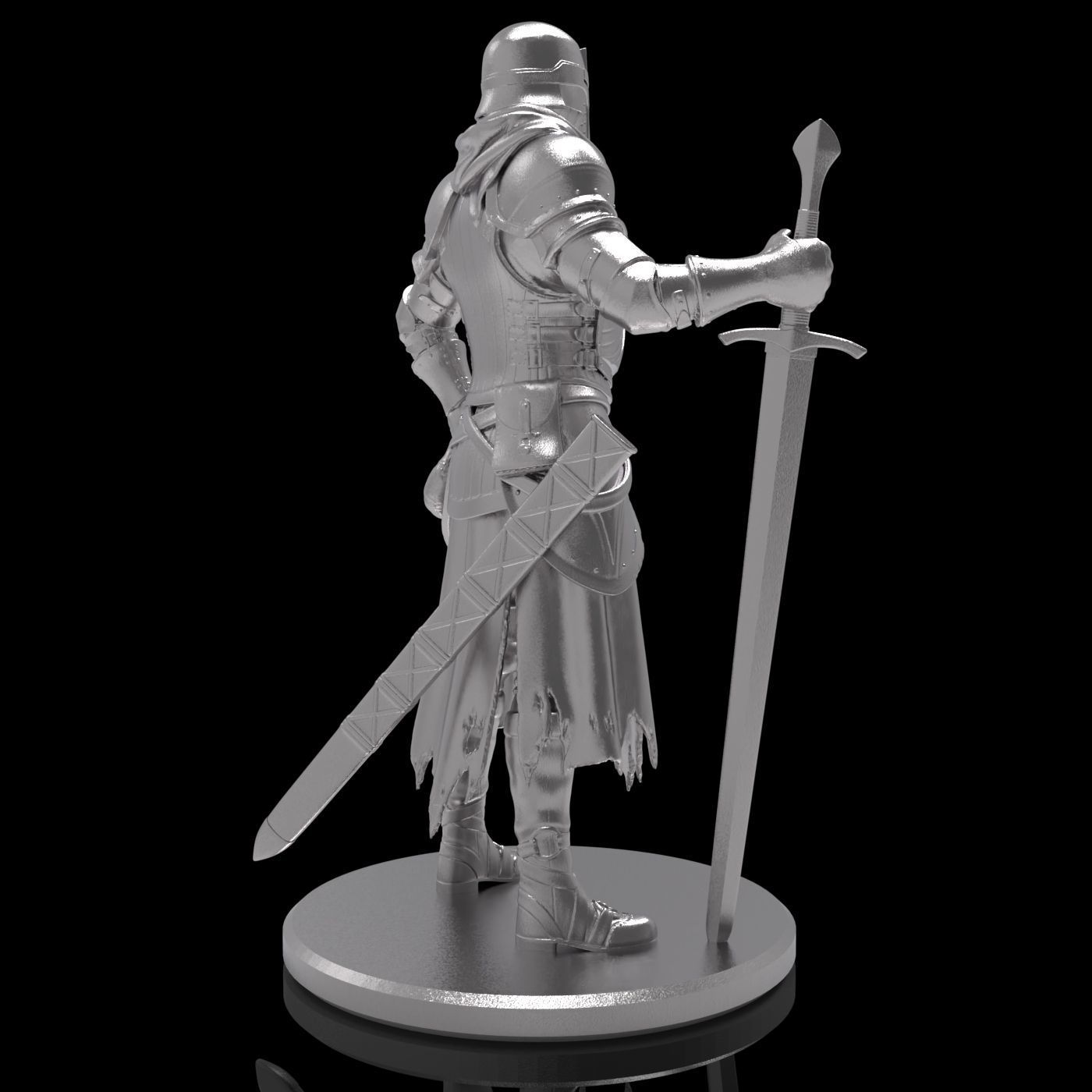 Medieval knight warrior character sculpture model armor sword 3D print model_17