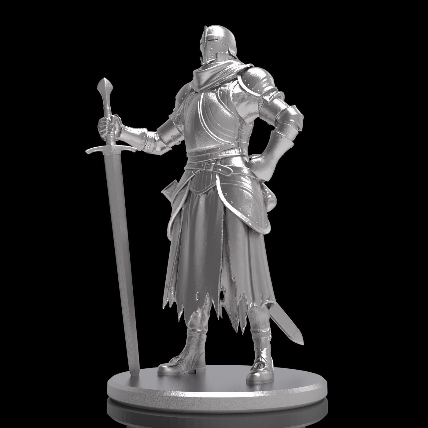 Medieval knight warrior character sculpture model armor sword 3D print model_14