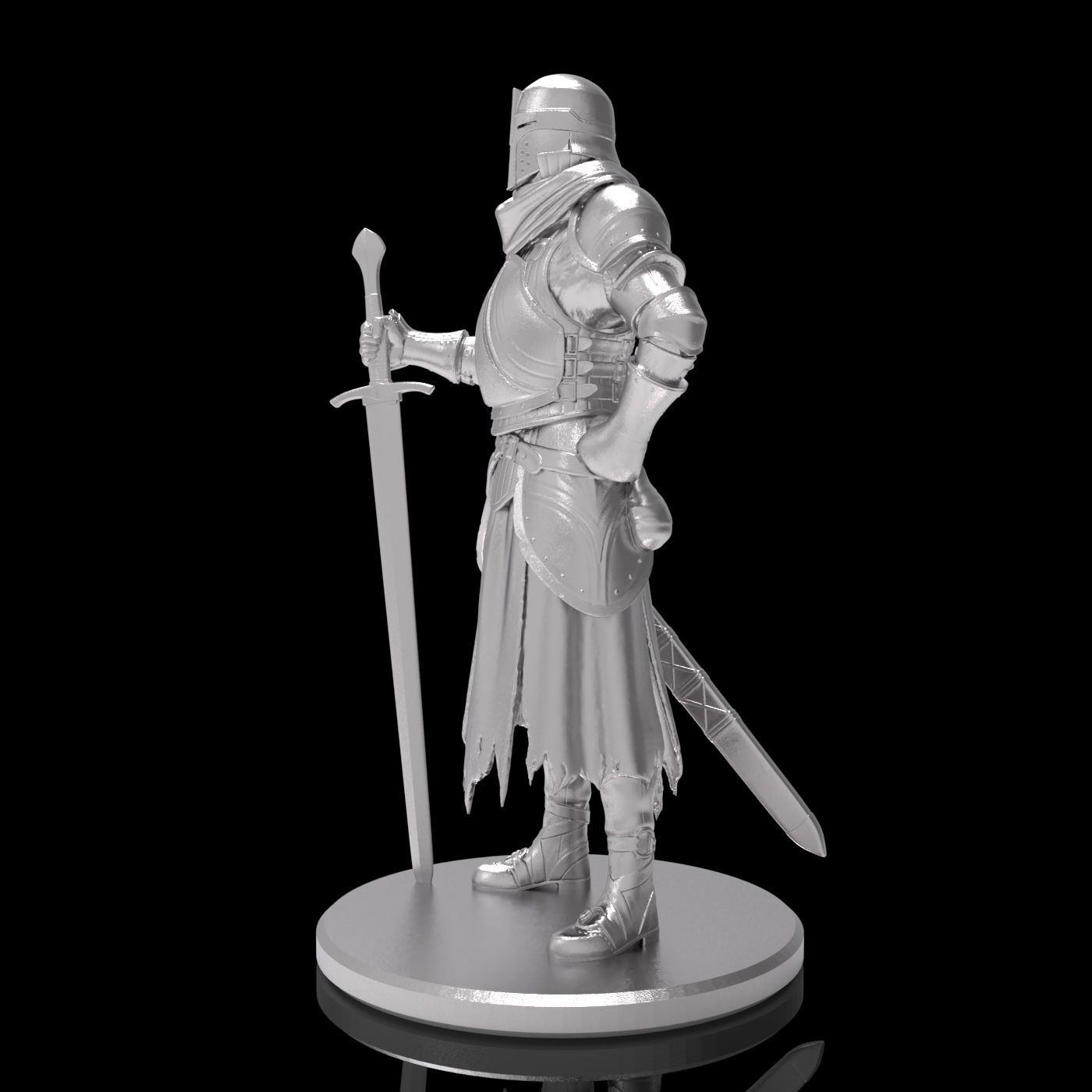 Medieval knight warrior character sculpture model armor sword 3D print model_7