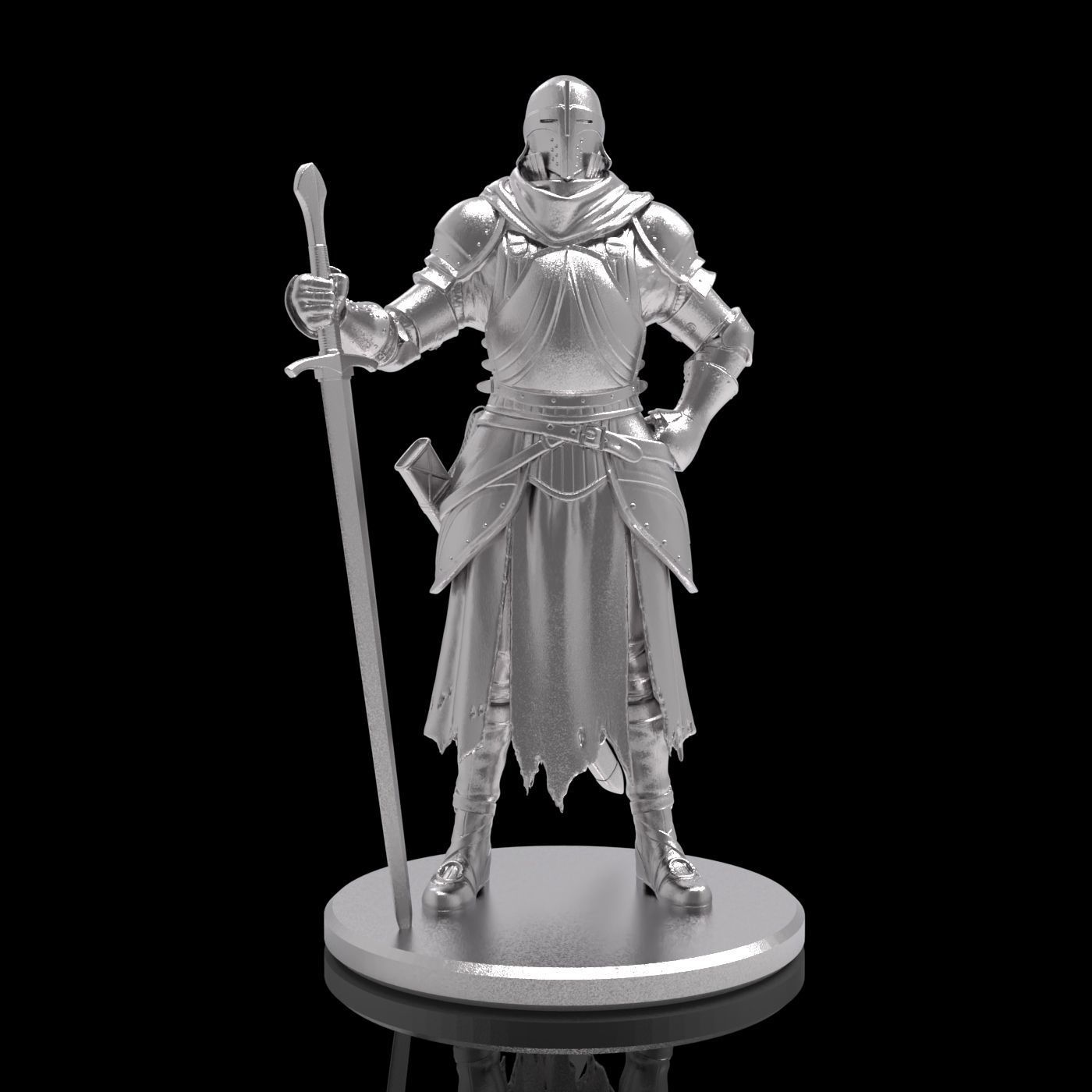Medieval knight warrior character sculpture model armor sword 3D print model_1