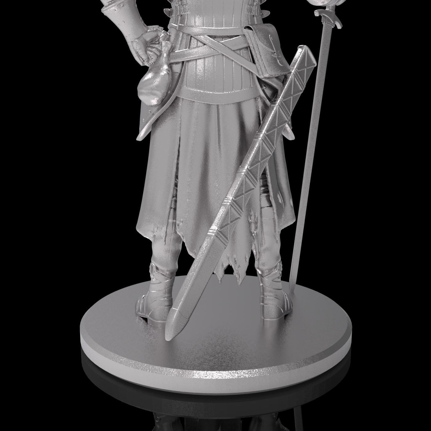 Medieval knight warrior character sculpture model armor sword 3D print model_15