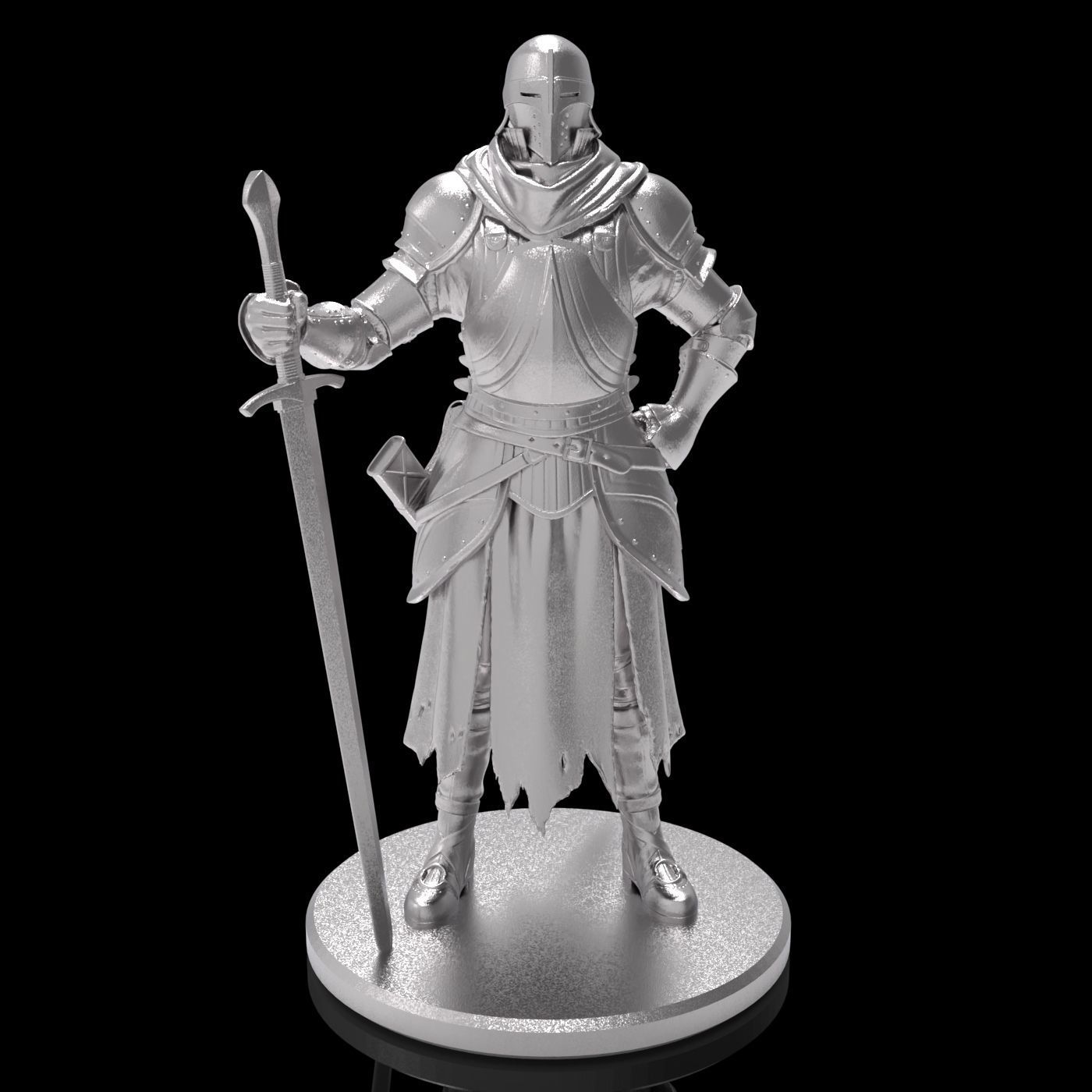 Medieval knight warrior character sculpture model armor sword 3D print model_9