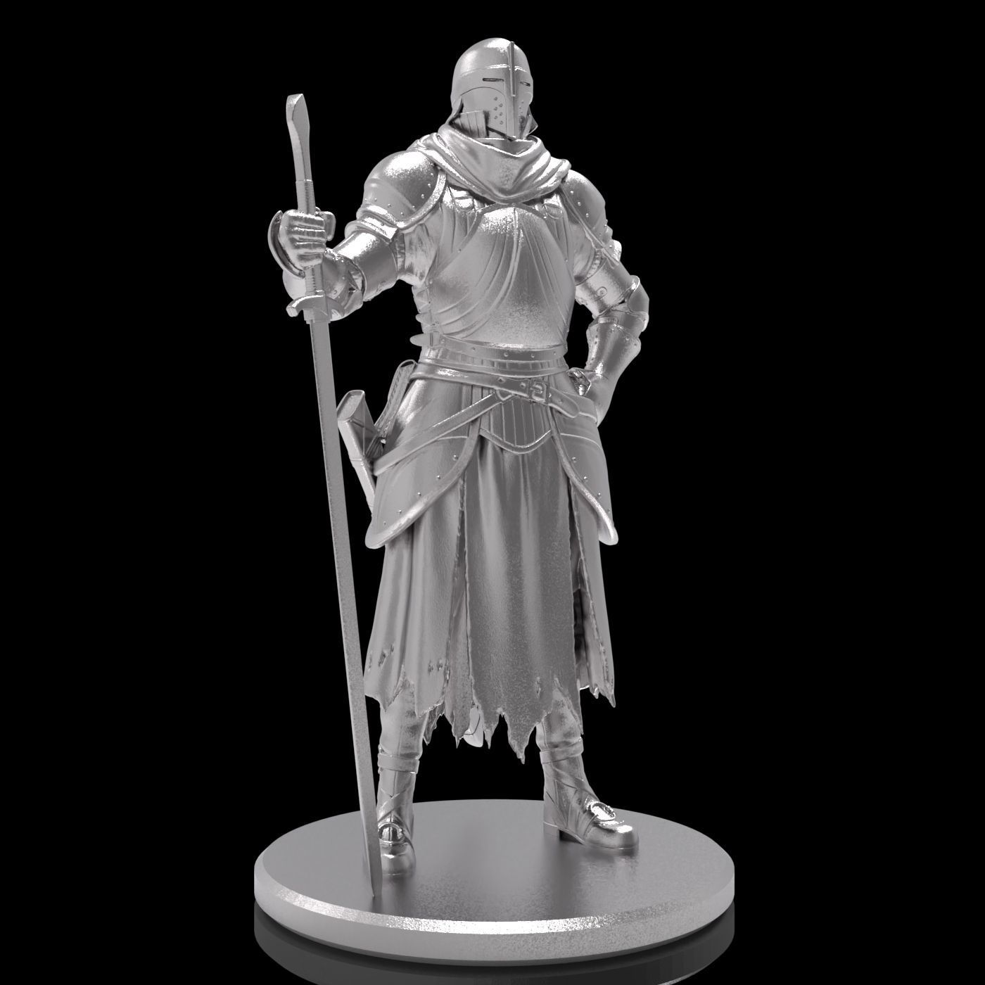 Medieval knight warrior character sculpture model armor sword 3D print model_10