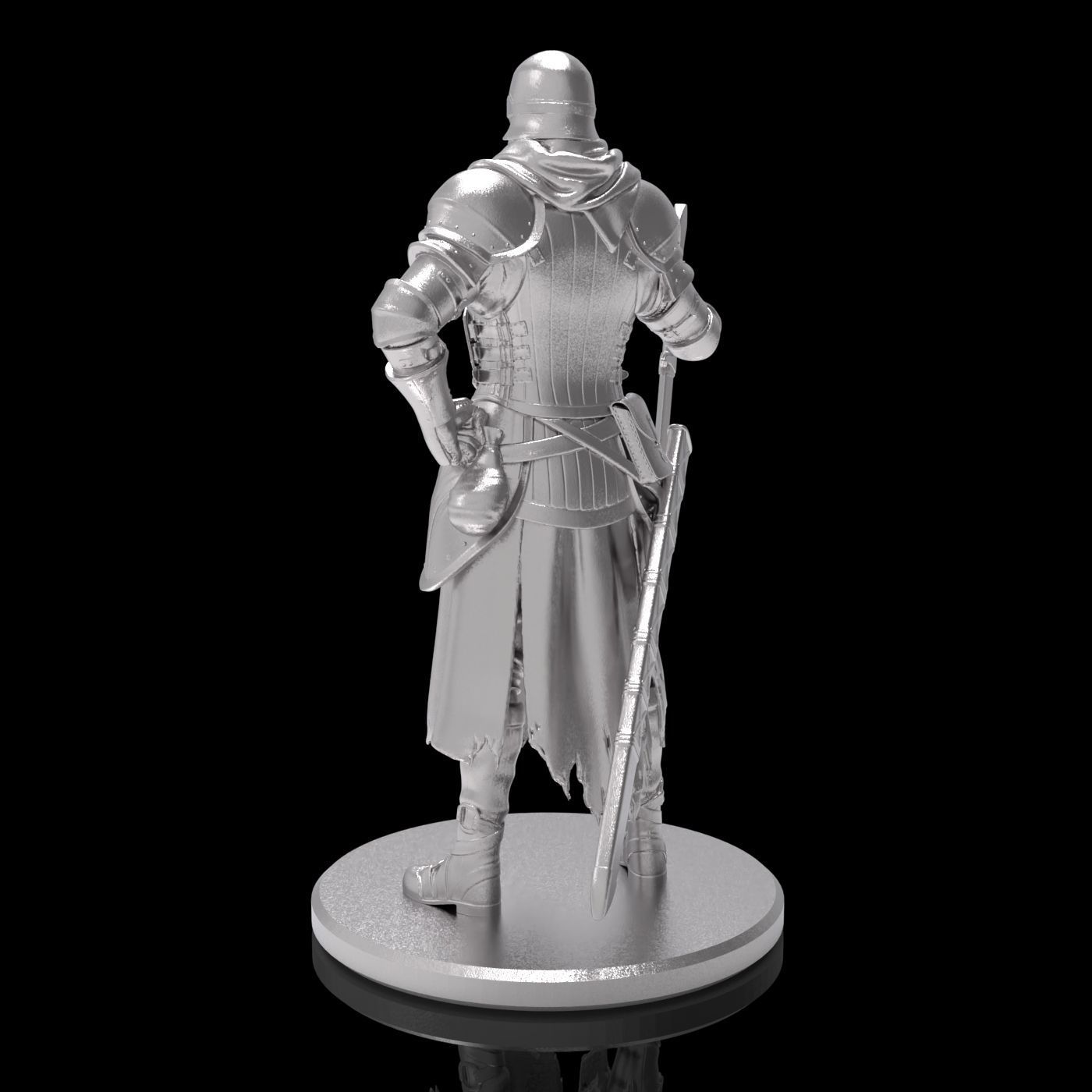 Medieval knight warrior character sculpture model armor sword 3D print model_6