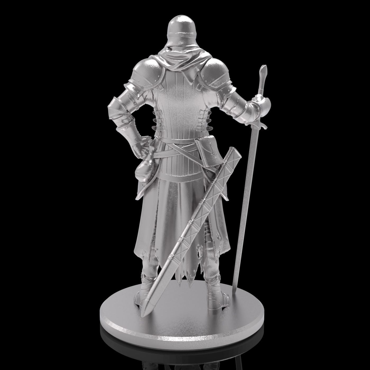 Medieval knight warrior character sculpture model armor sword 3D print model_4