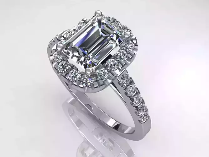 Halo Emerald Wedding Ring