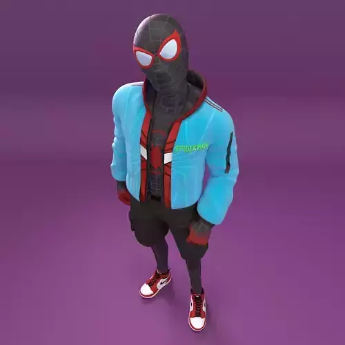 Miles Morales - Spider Man Action to Animated Maya Rig 3D Model