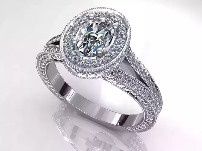Oval Halo Diamond Ring