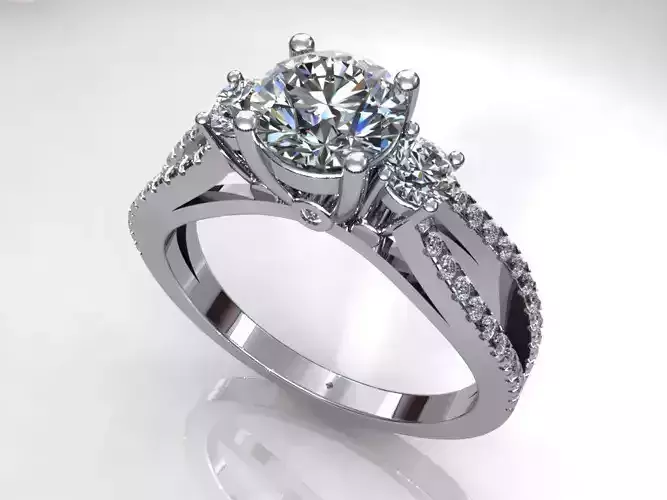 Pav Three Stone Ring