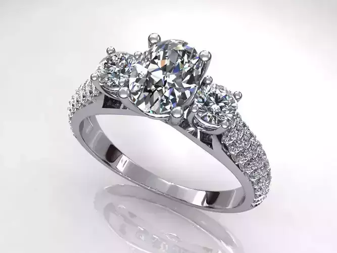 Three Stone Halo Ring G2